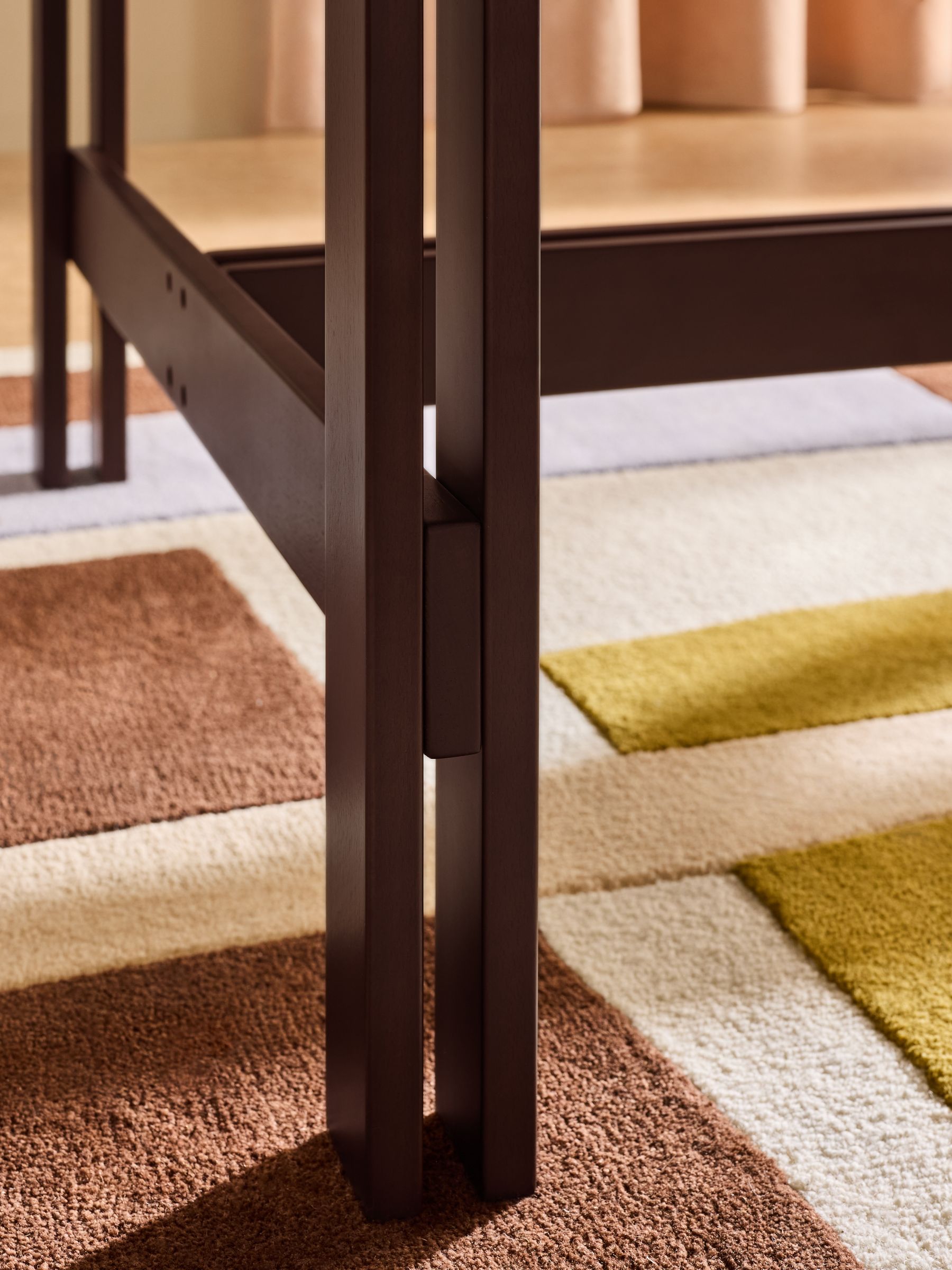 Ellery Glass Fixed 6 Seater Dining Table in Dark Stained Oak - Image 4 of 6