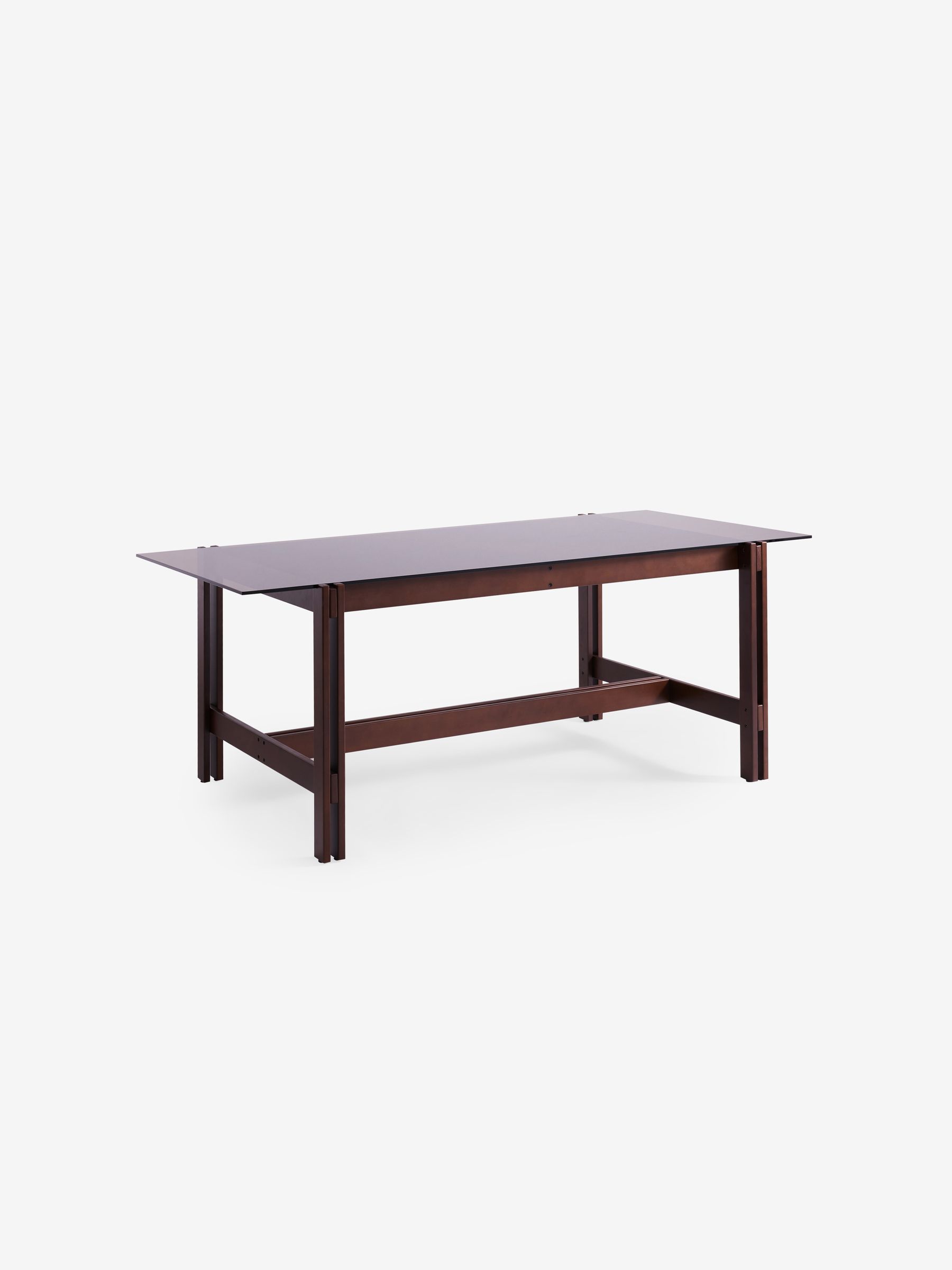 Ellery Glass Fixed 6 Seater Dining Table in Dark Stained Oak - Image 5 of 6