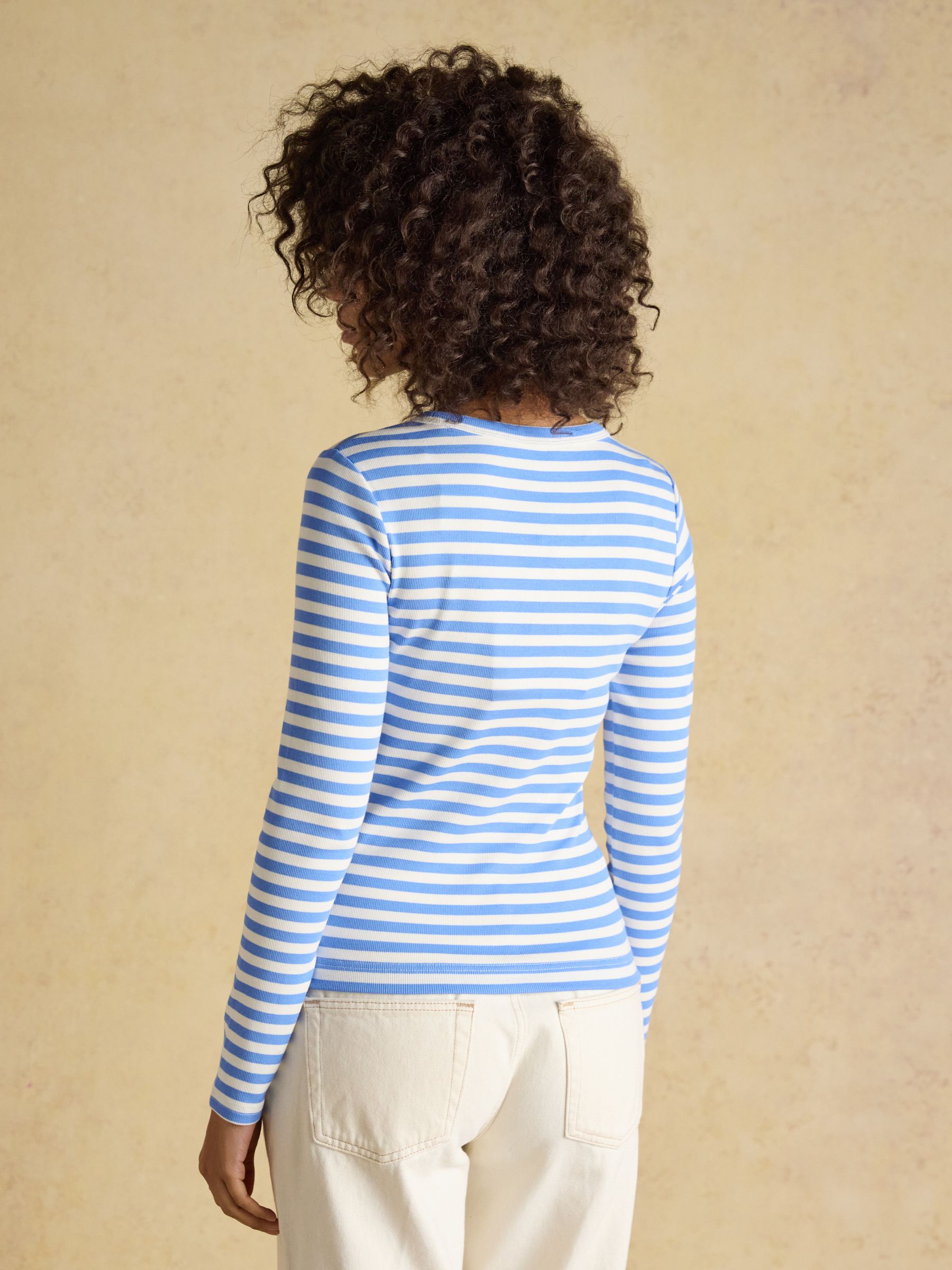Sophie Blue Striped Long Sleeve Fitted Top - Image 2 of 8