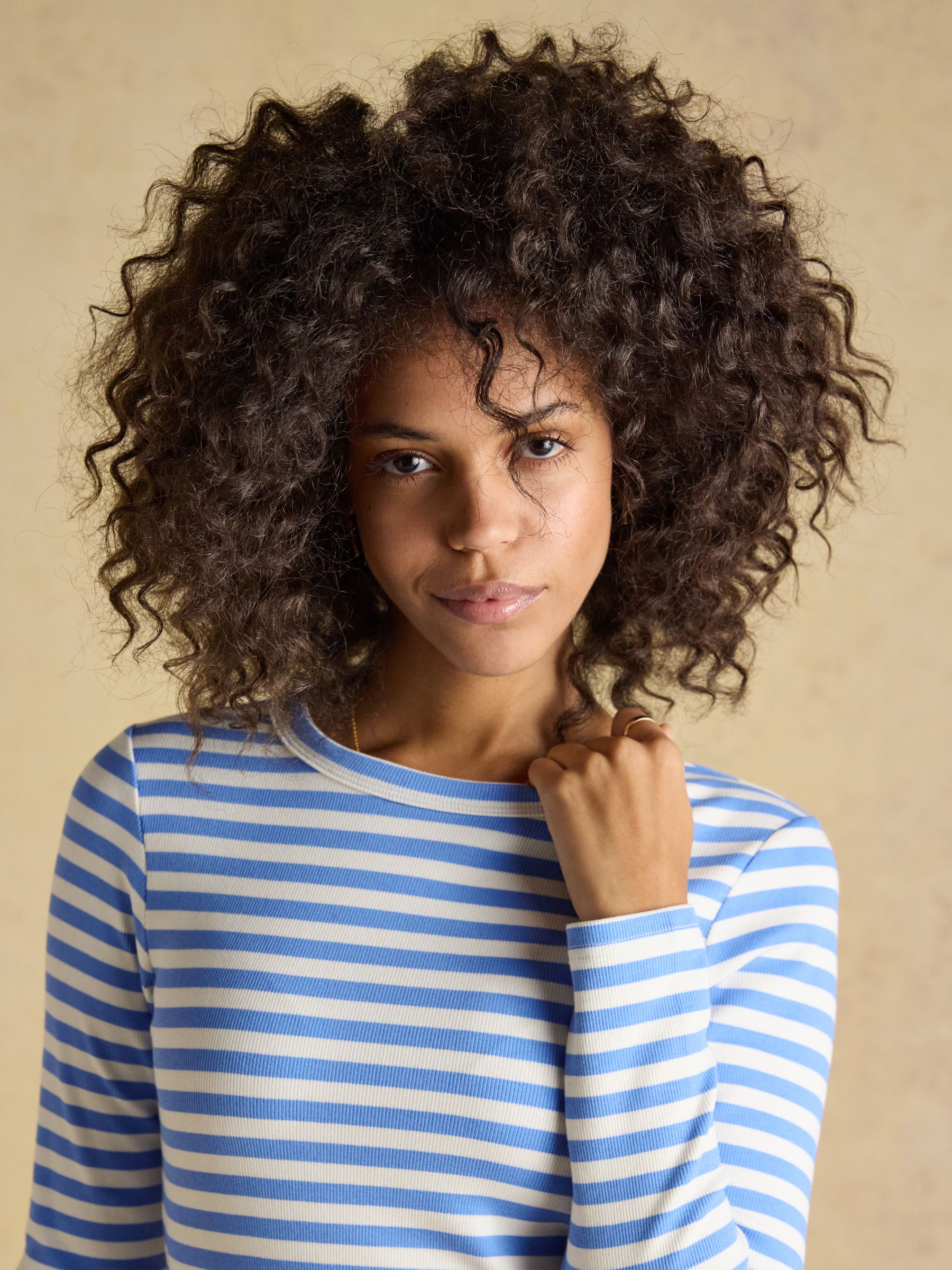 Sophie Blue Striped Long Sleeve Fitted Top - Image 4 of 8