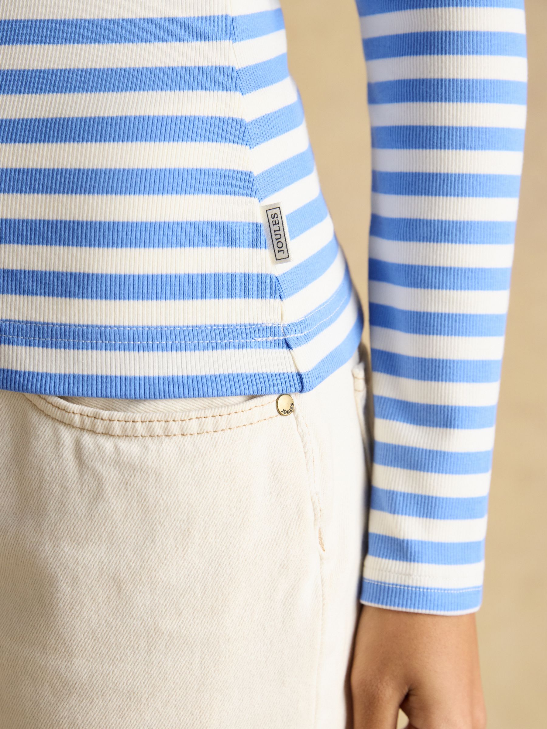 Sophie Blue Striped Long Sleeve Fitted Top - Image 5 of 8