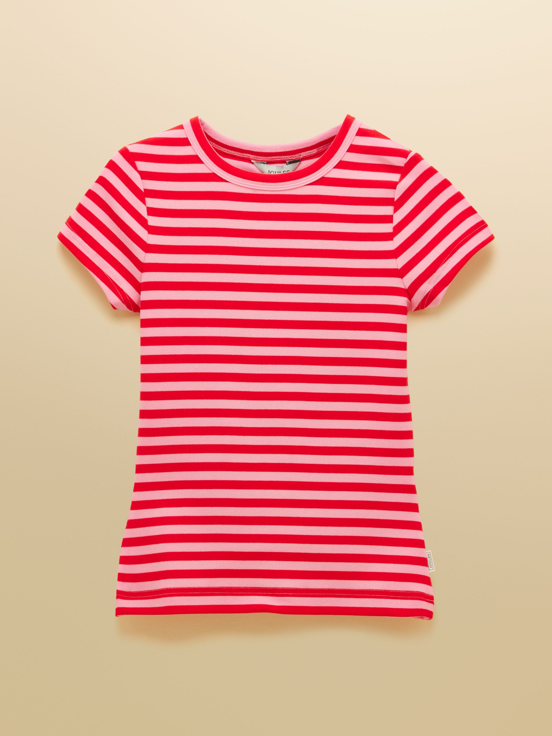Sophie Red & Pink Striped Short Sleeve Ribbed Fitted T-Shirt - Image 9 of 9