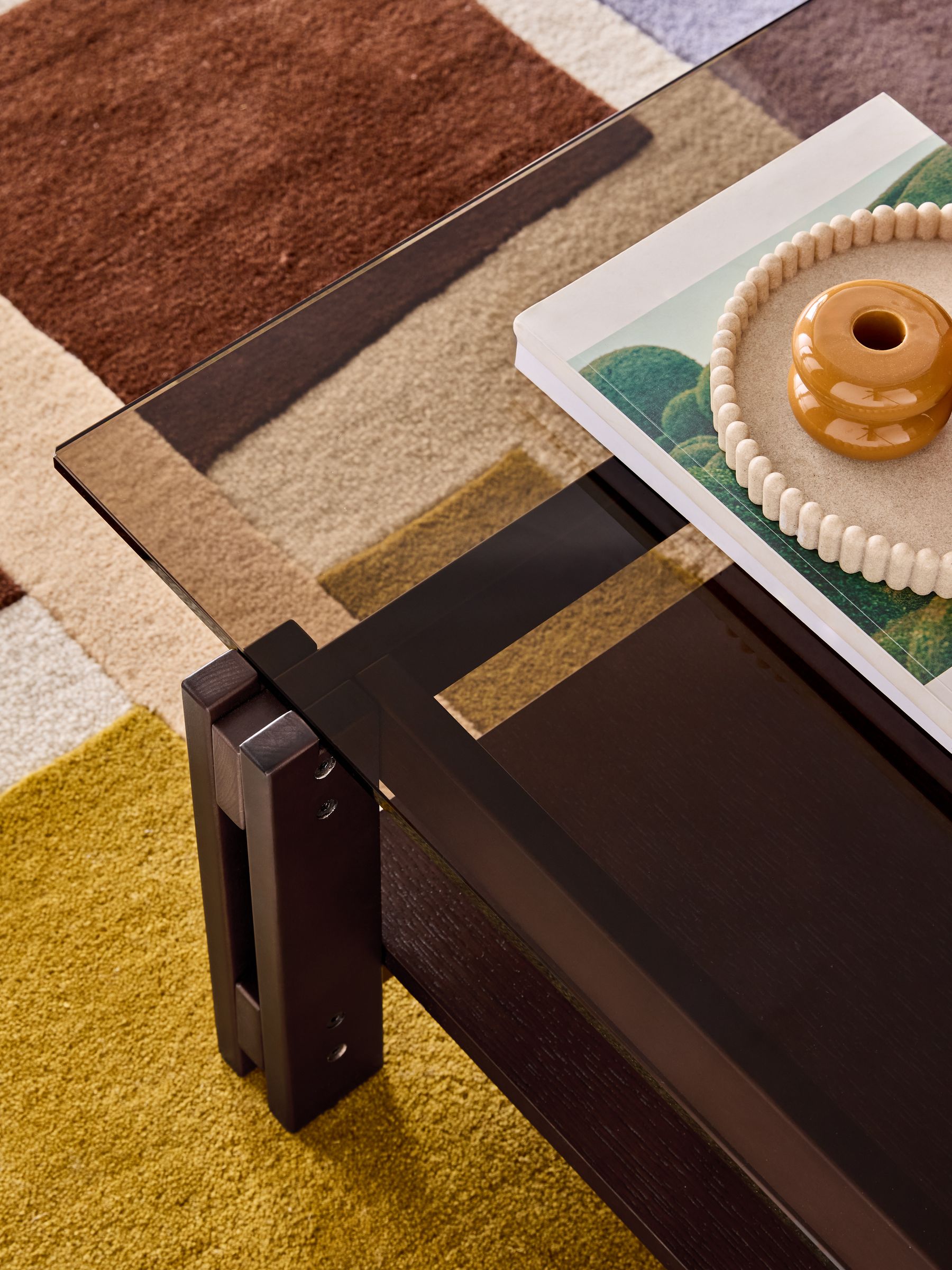 Ellery Glass Rectangular Coffee Table in Dark Stained Oak - Image 3 of 5