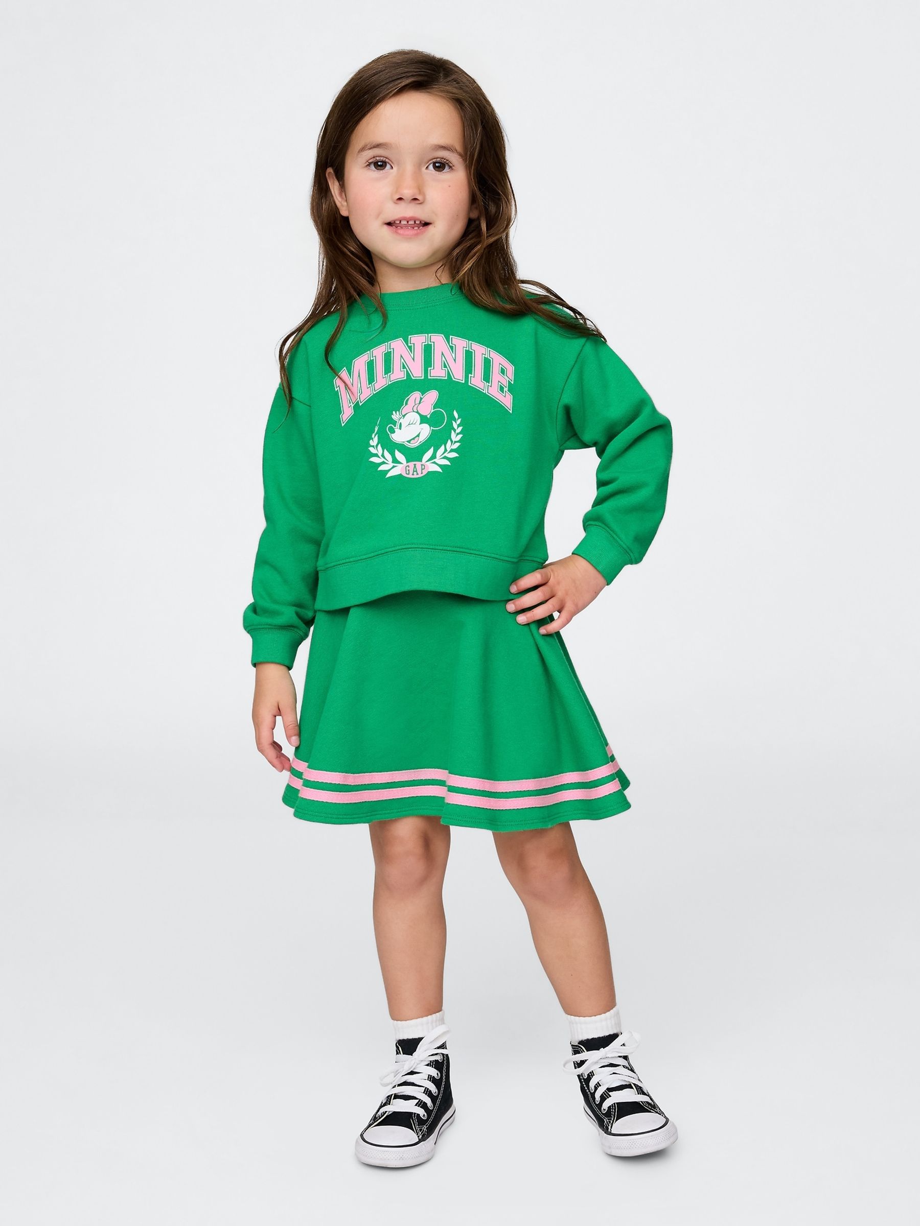 Green Minnie Mouse Disney VintageSoft Sweatshirt and Skort Set (6mths-5yrs) - Image 1 of 4