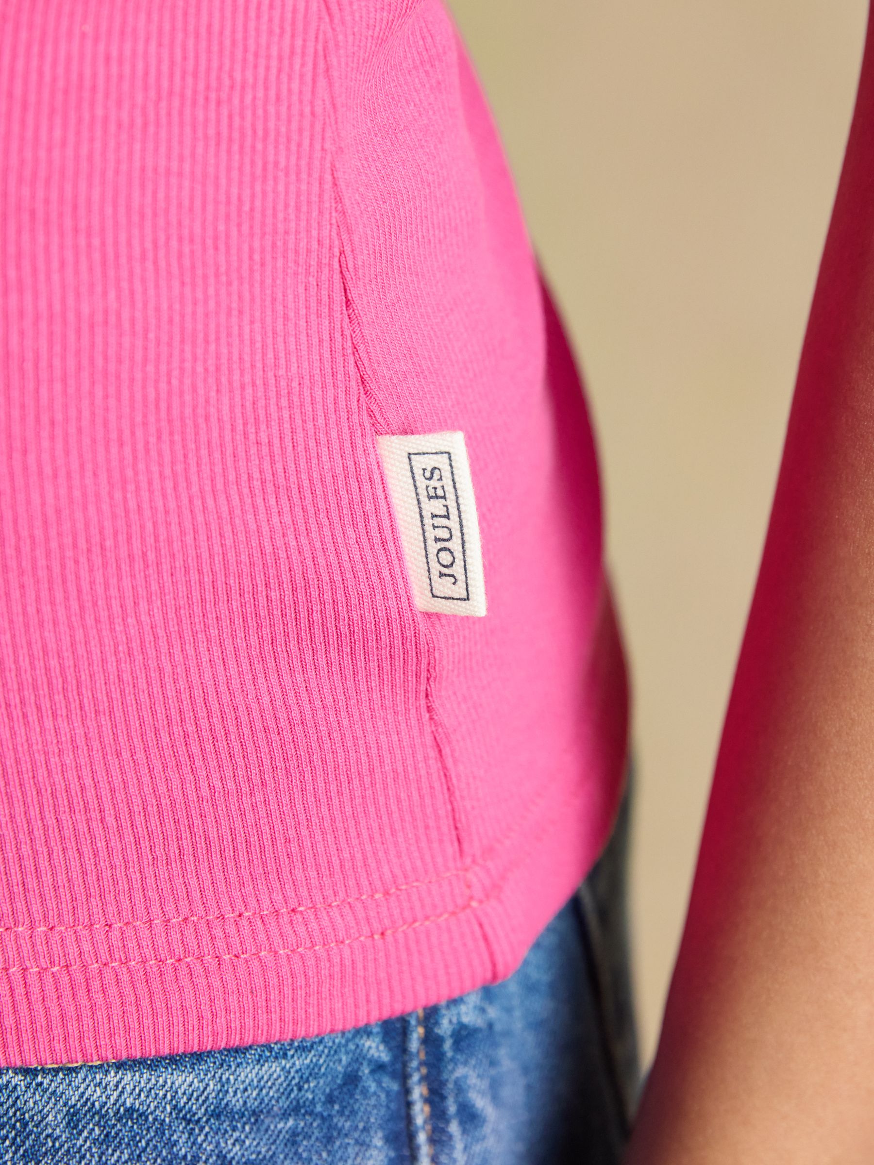 Sofia Pink Ribbed Cotton Rich Jersey Vest - Image 5 of 7