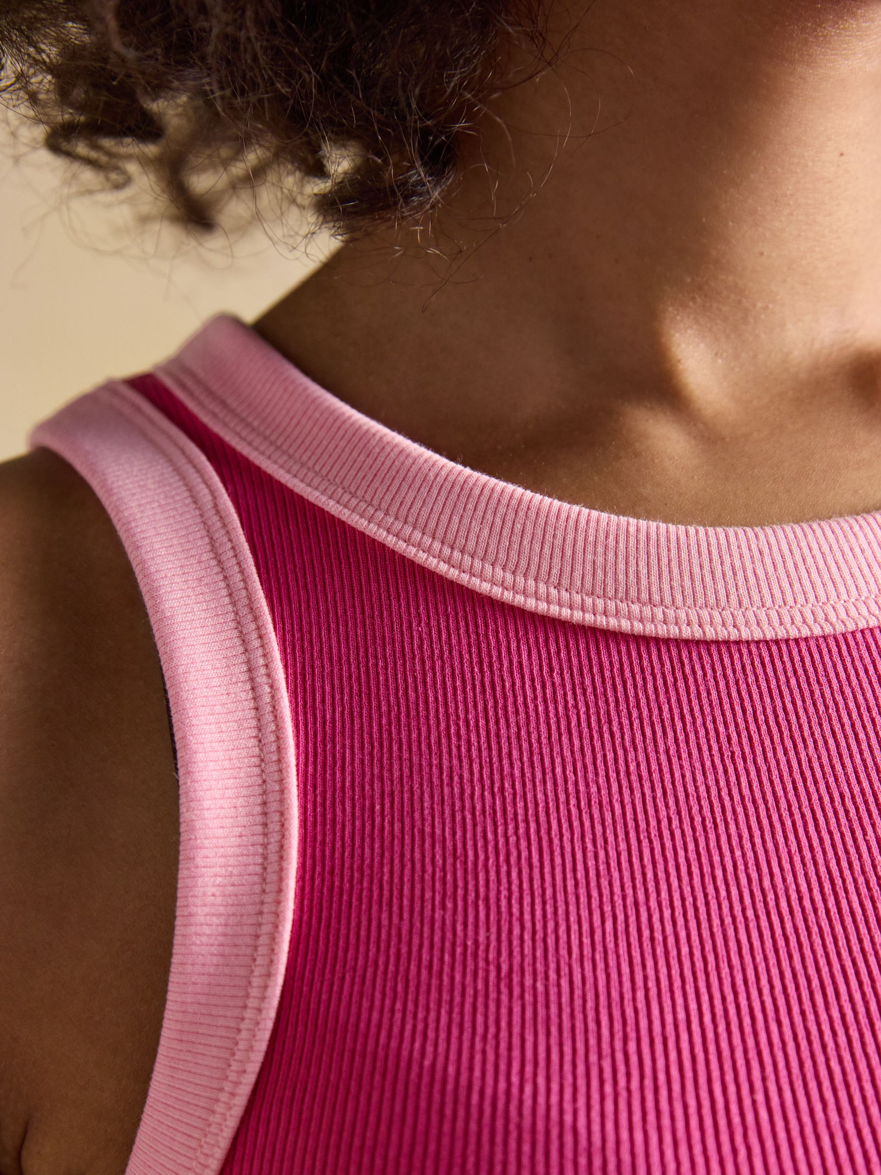Sofia Pink Ribbed Cotton Rich Jersey Vest - Image 6 of 7