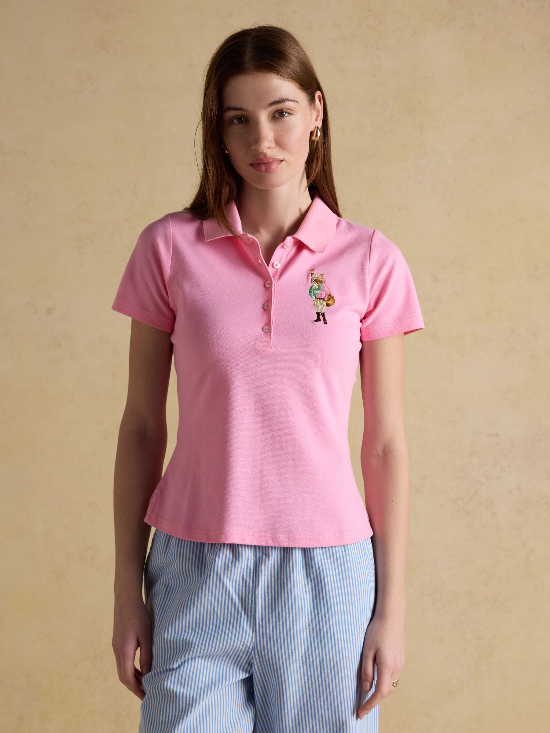 Jonty Fox Slim Fit Pink Cotton Pique Polo Shirt - Image 1 of 8