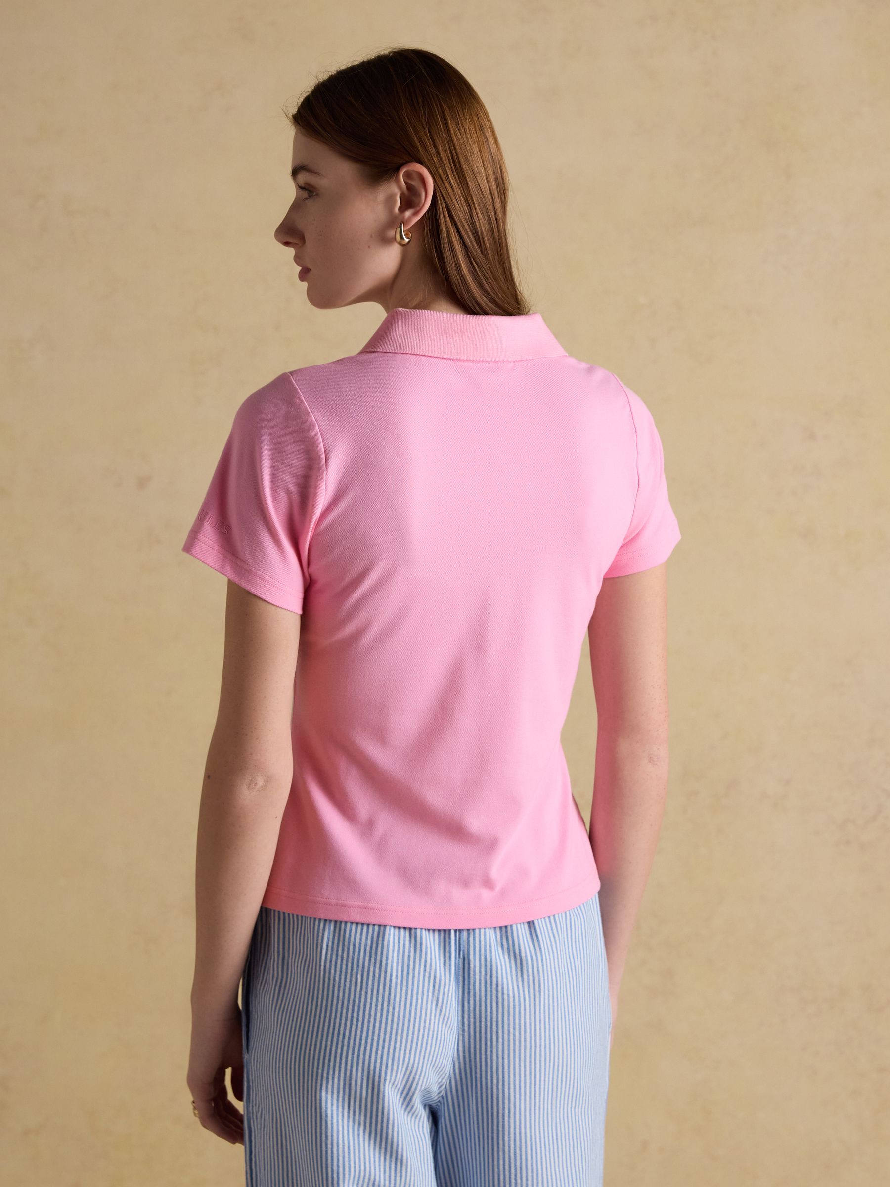 Jonty Fox Pink Slim Fit Cotton Pique Polo Shirt | Joules