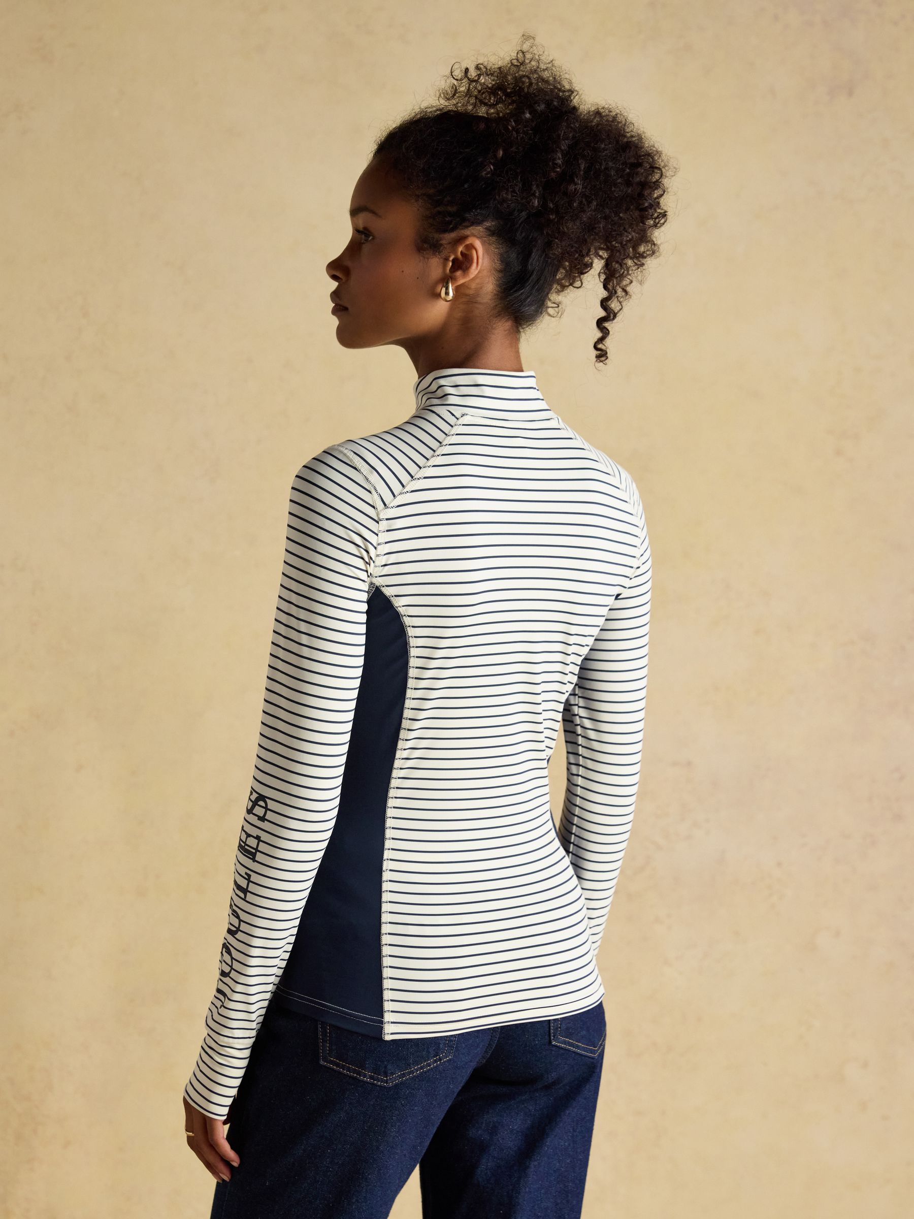 White Striped Long Sleeve Technical Jersey Base Layer Top - Image 4 of 9