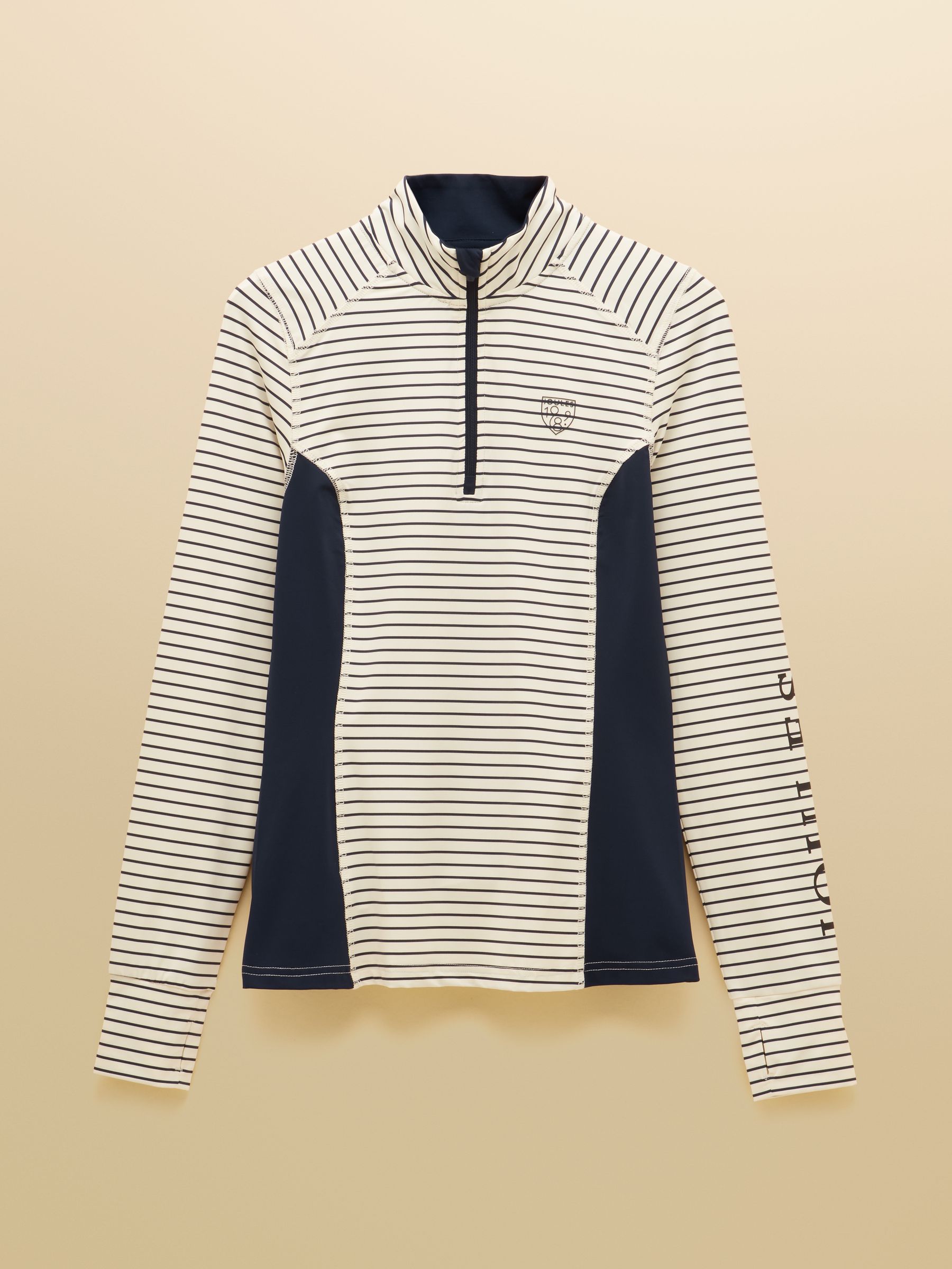 White Striped Long Sleeve Technical Jersey Base Layer Top | Joules