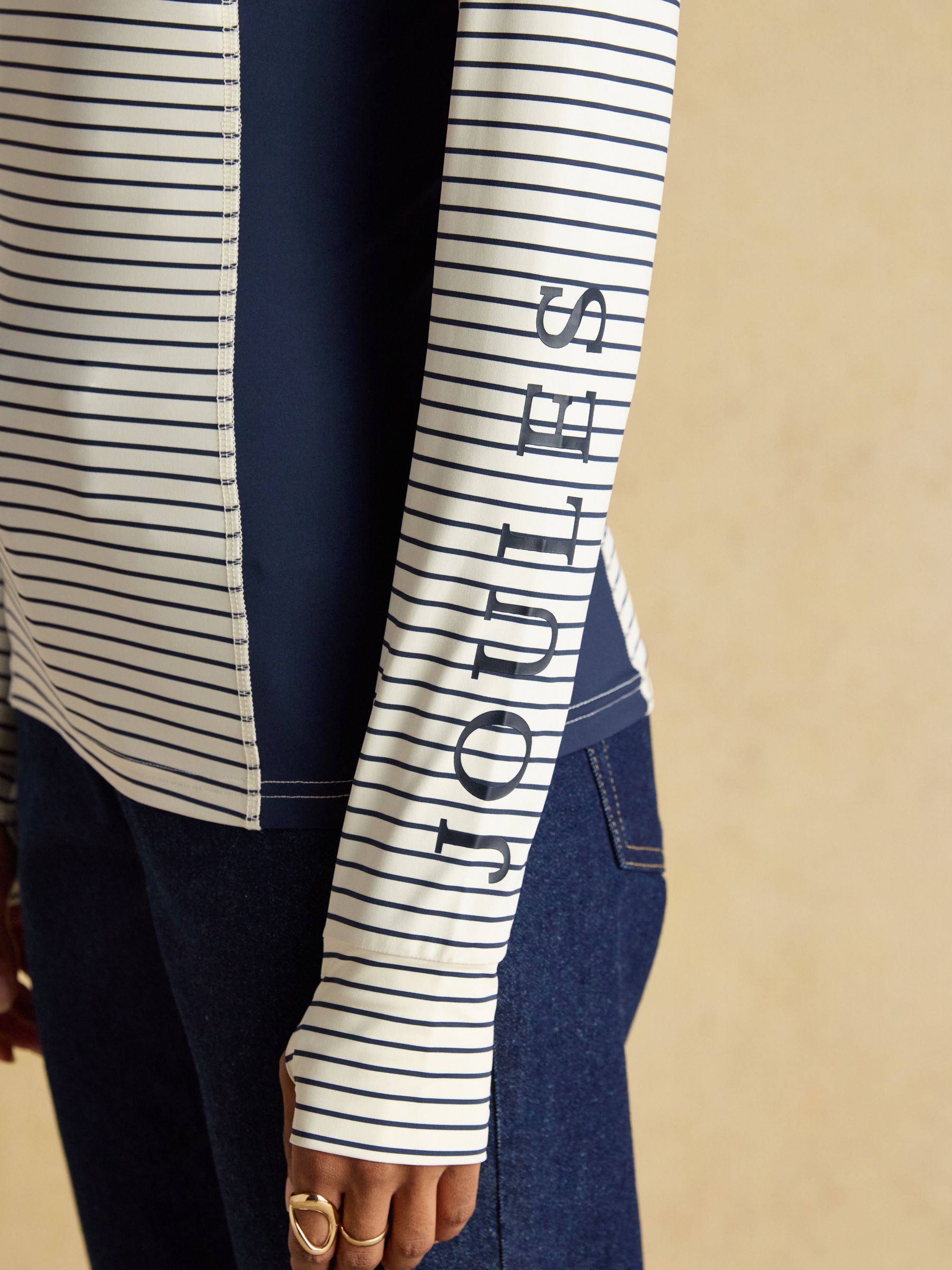 White Striped Long Sleeve Technical Jersey Base Layer Top - Image 7 of 9