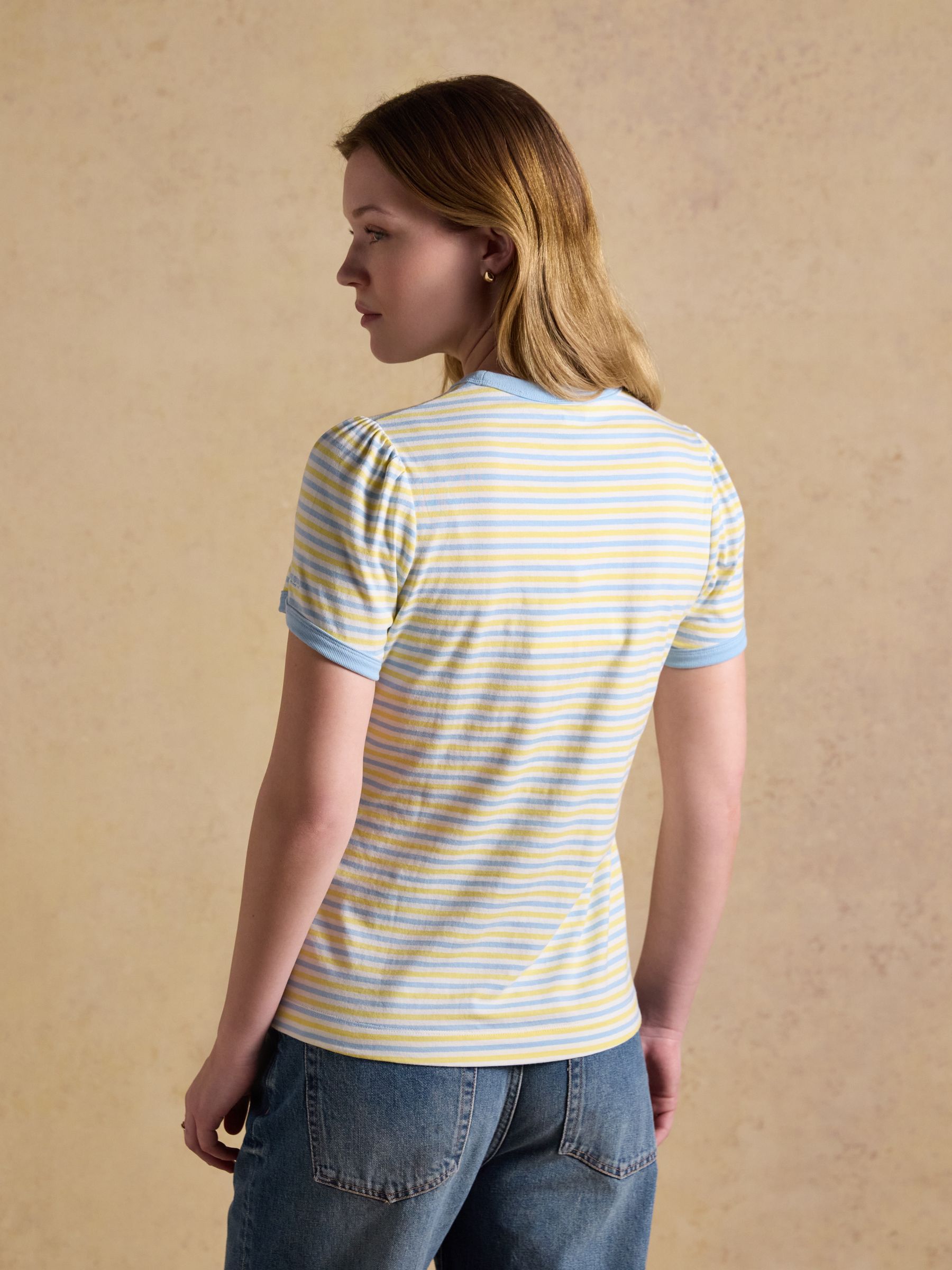 Erin Blue/Yellow Stripe Short Sleeve Jersey T Shirt - Image 2 of 7