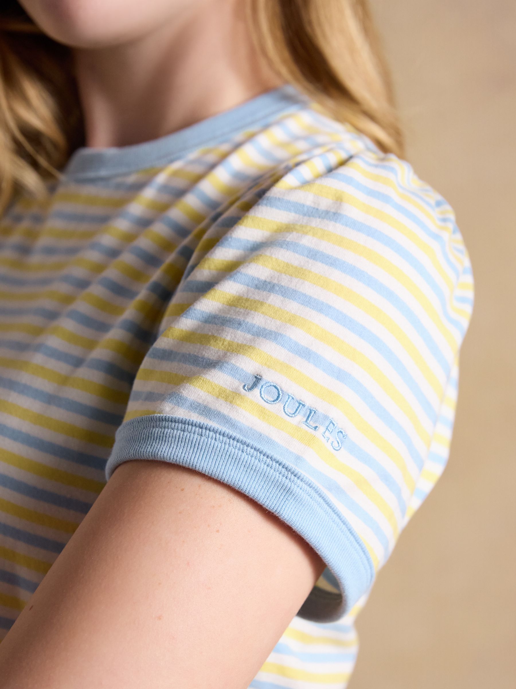 Erin Blue/Yellow Stripe Short Sleeve Jersey T Shirt - Image 3 of 7
