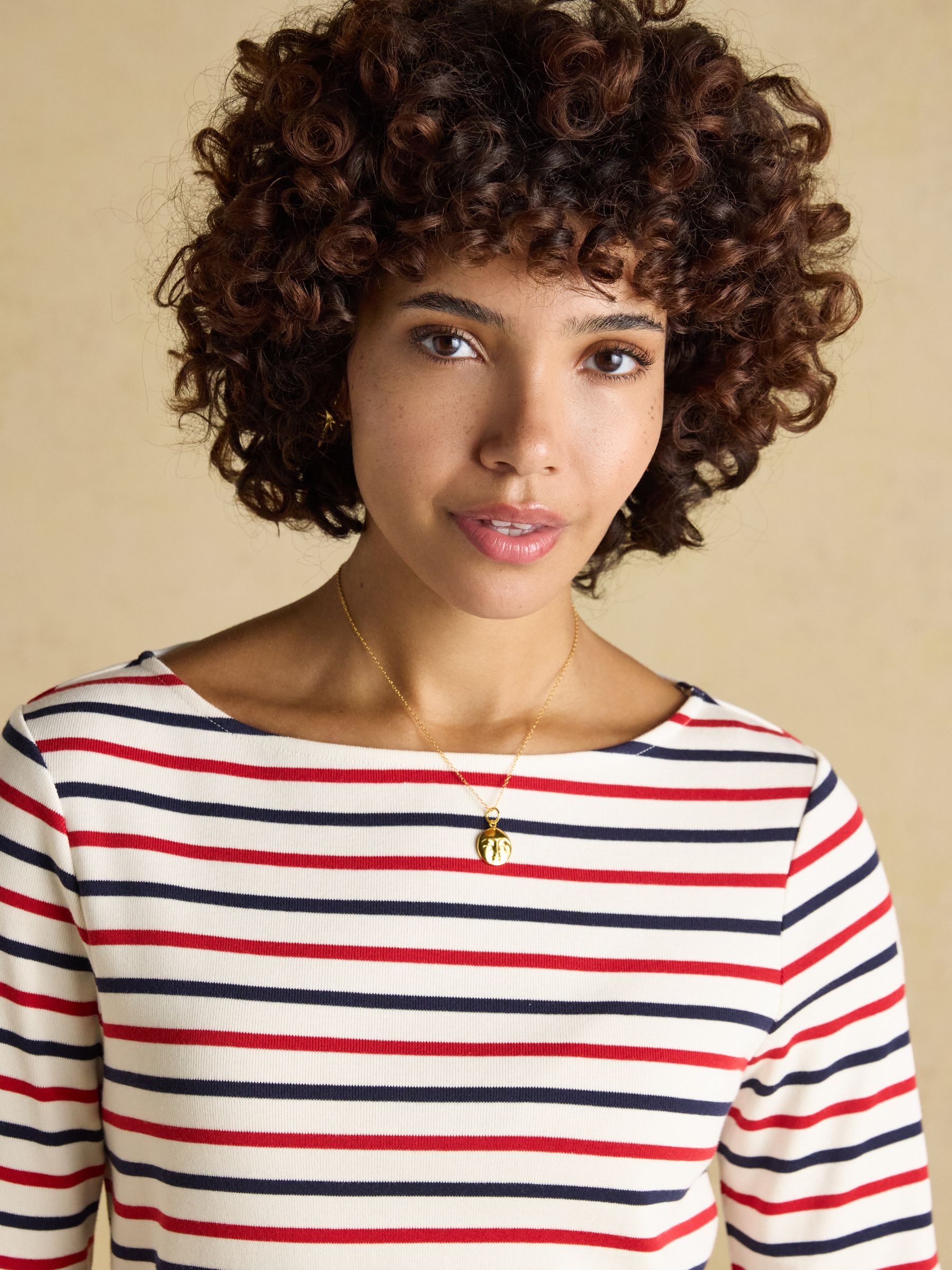 Harbour Navy & Red Striped Boat Neck Long Sleeve Breton Top - Image 3 of 7