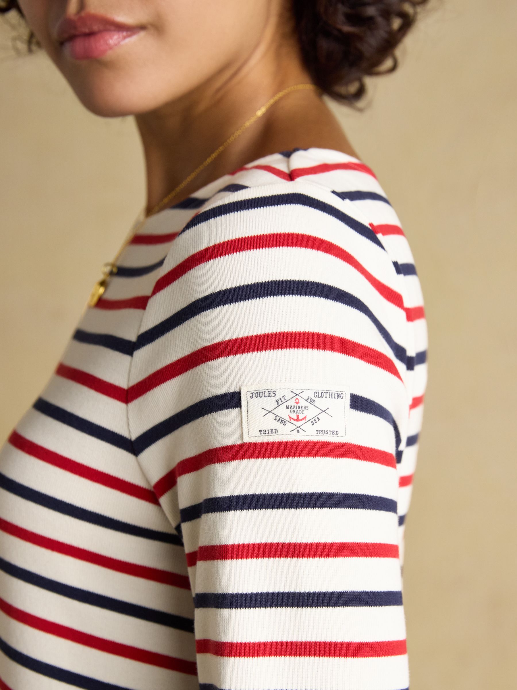 Harbour Navy & Red Striped Boat Neck Long Sleeve Breton Top - Image 4 of 7
