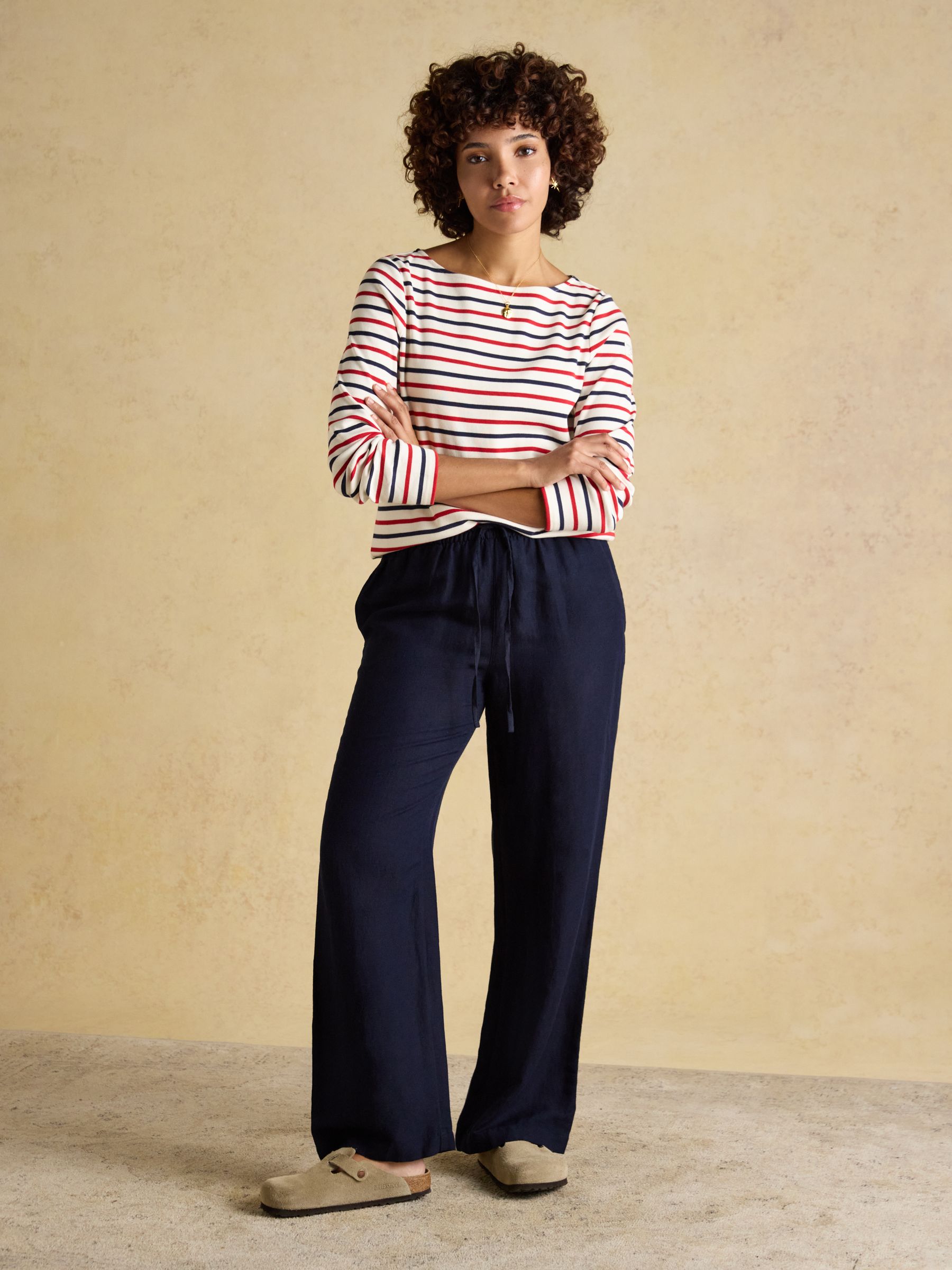 Harbour Navy & Red Striped Boat Neck Long Sleeve Breton Top - Image 5 of 7