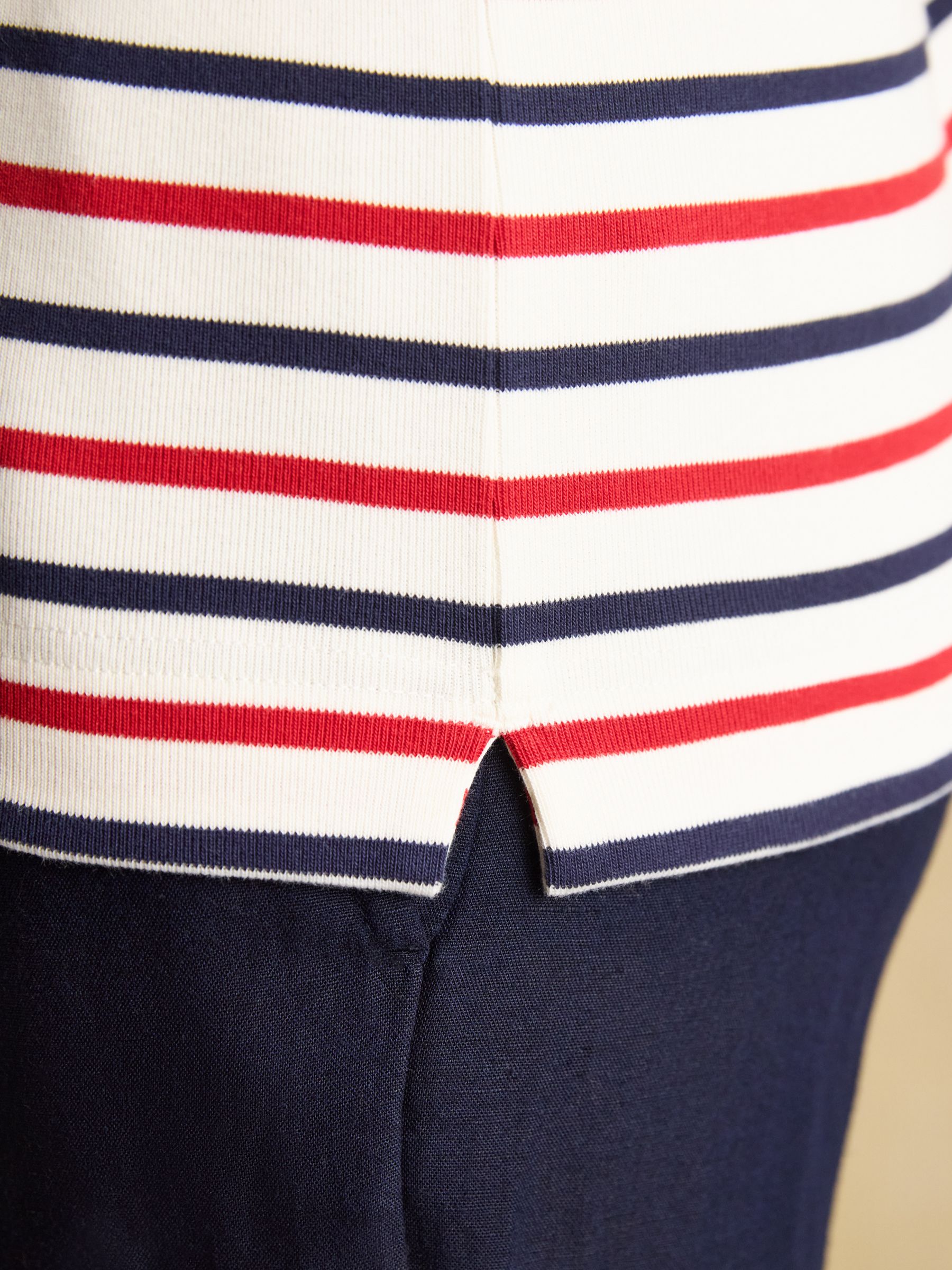 Harbour Navy & Red Striped Boat Neck Long Sleeve Breton Top - Image 6 of 7
