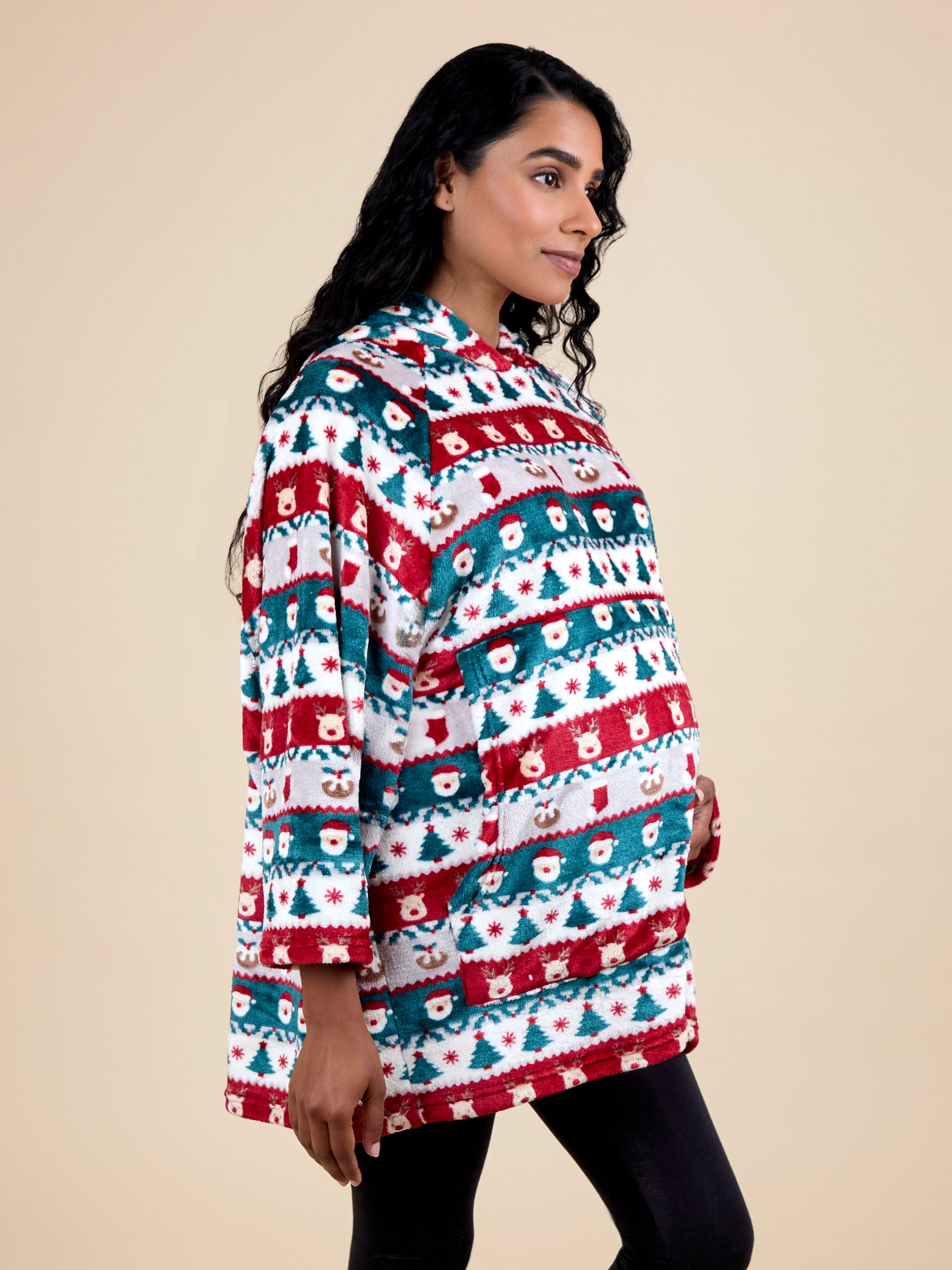 Multi Christmas Fair Isle Blanket Hoodie - Image 2 of 4