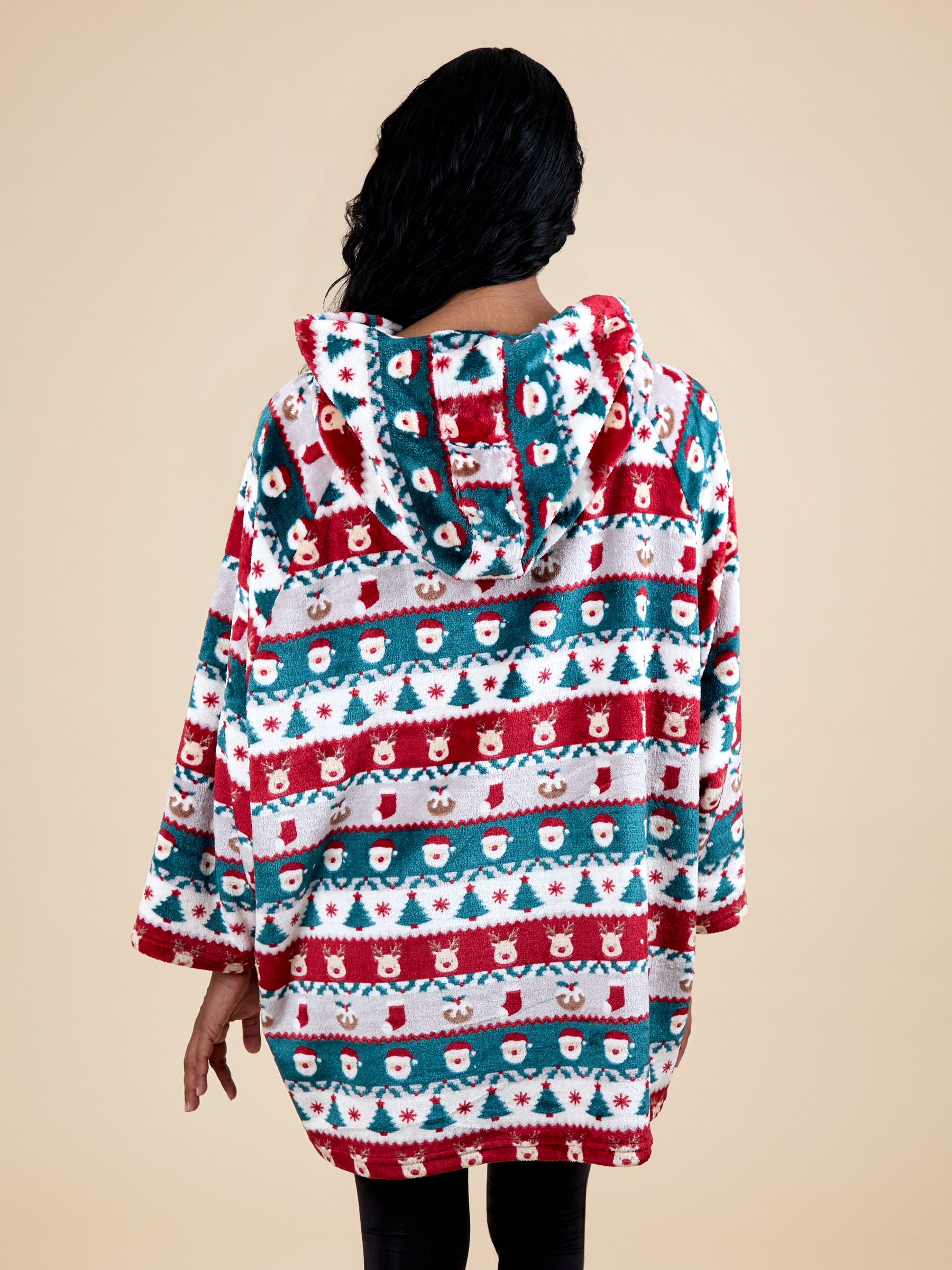 Multi Christmas Fair Isle Blanket Hoodie - Image 3 of 4