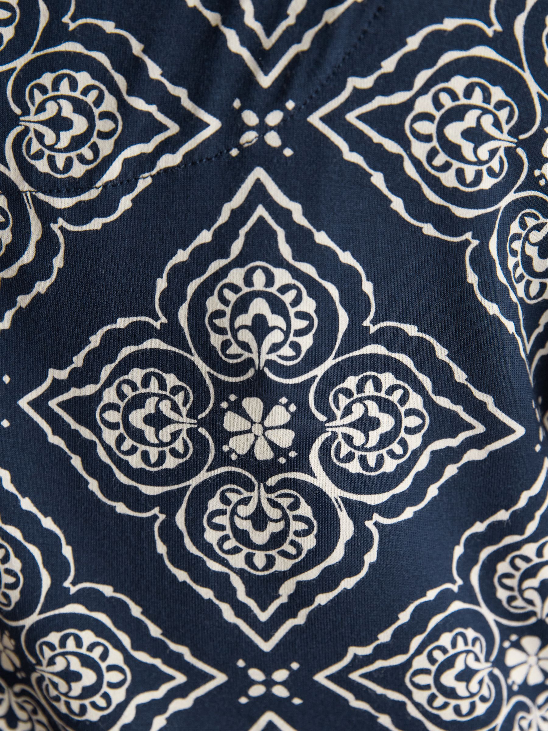 Nia Navy Geo Pleat Front Short Sleeve Jersey Top - Image 7 of 8