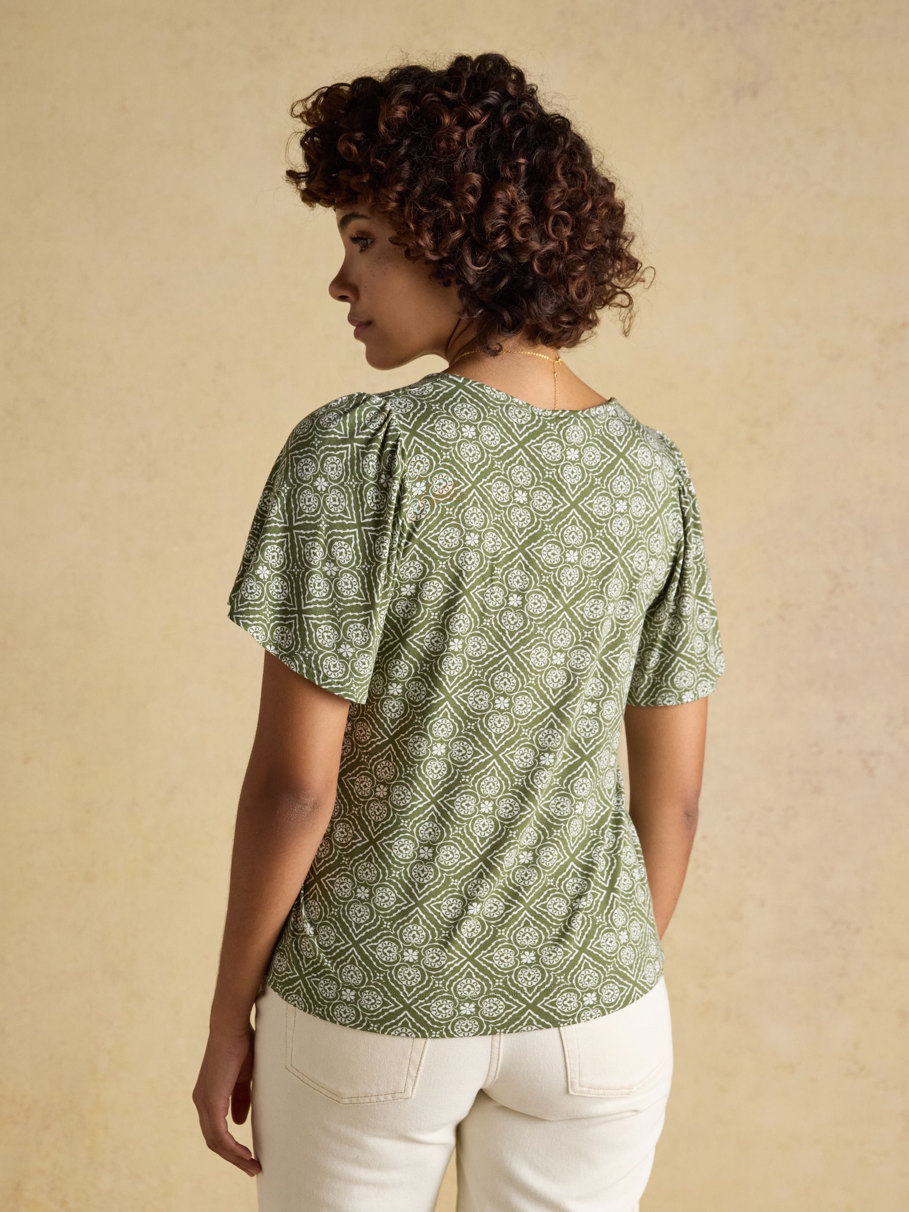 Nia Green Pleat Front Short Sleeve Jersey Top - Image 2 of 7