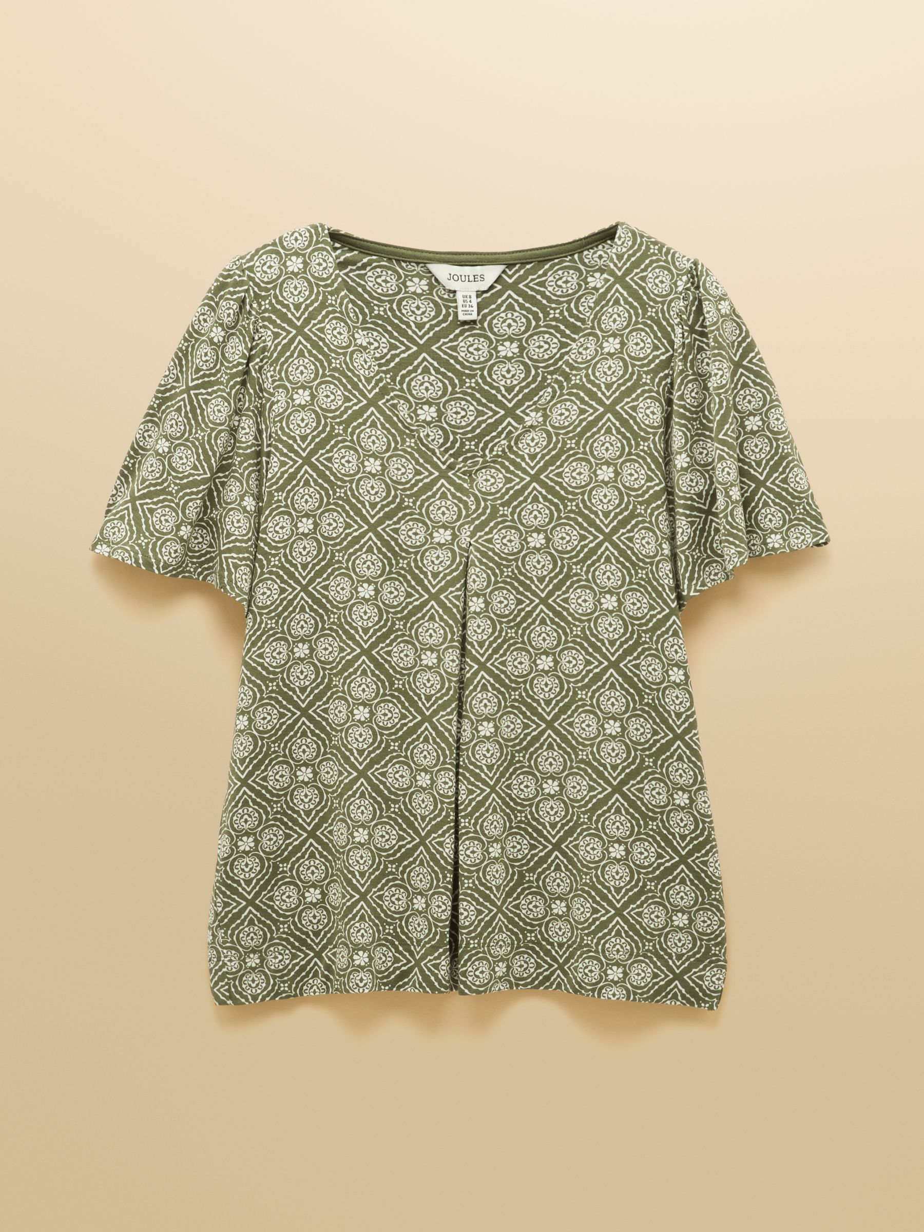 Nia Green Pleat Front Short Sleeve Jersey Top - Image 7 of 7