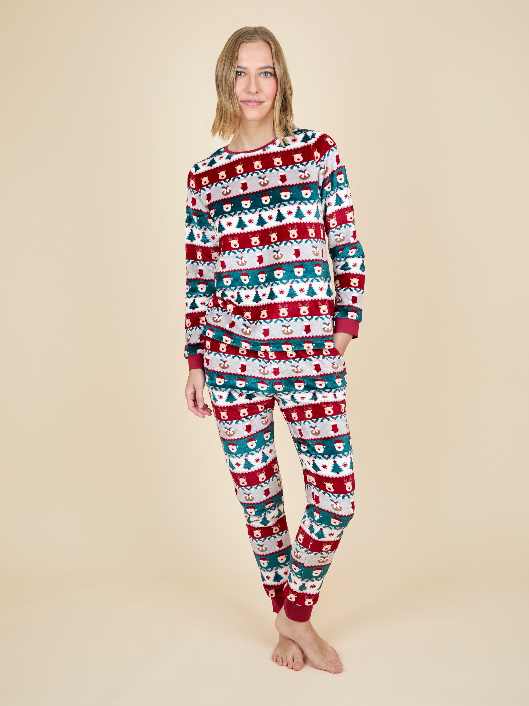 Multi Women's Christmas Fair Isle Fleece Pyjamas Set - Image 1 of 4