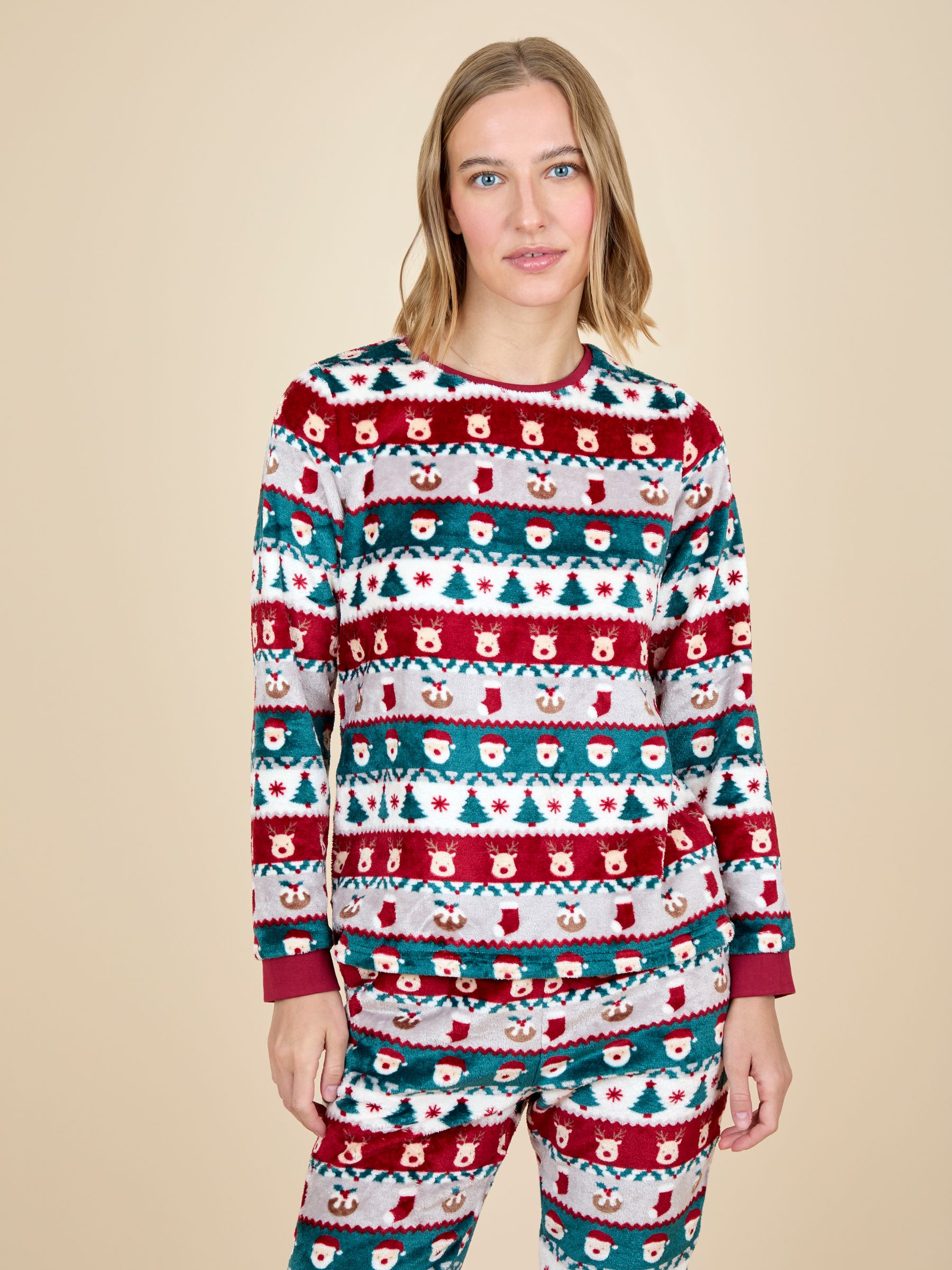 Multi Women's Christmas Fair Isle Fleece Pyjamas Set - Image 3 of 4