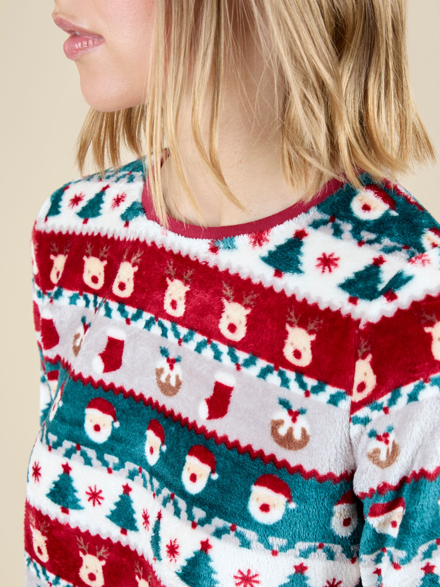 Multi Women's Christmas Fair Isle Fleece Pyjamas Set - Image 4 of 4