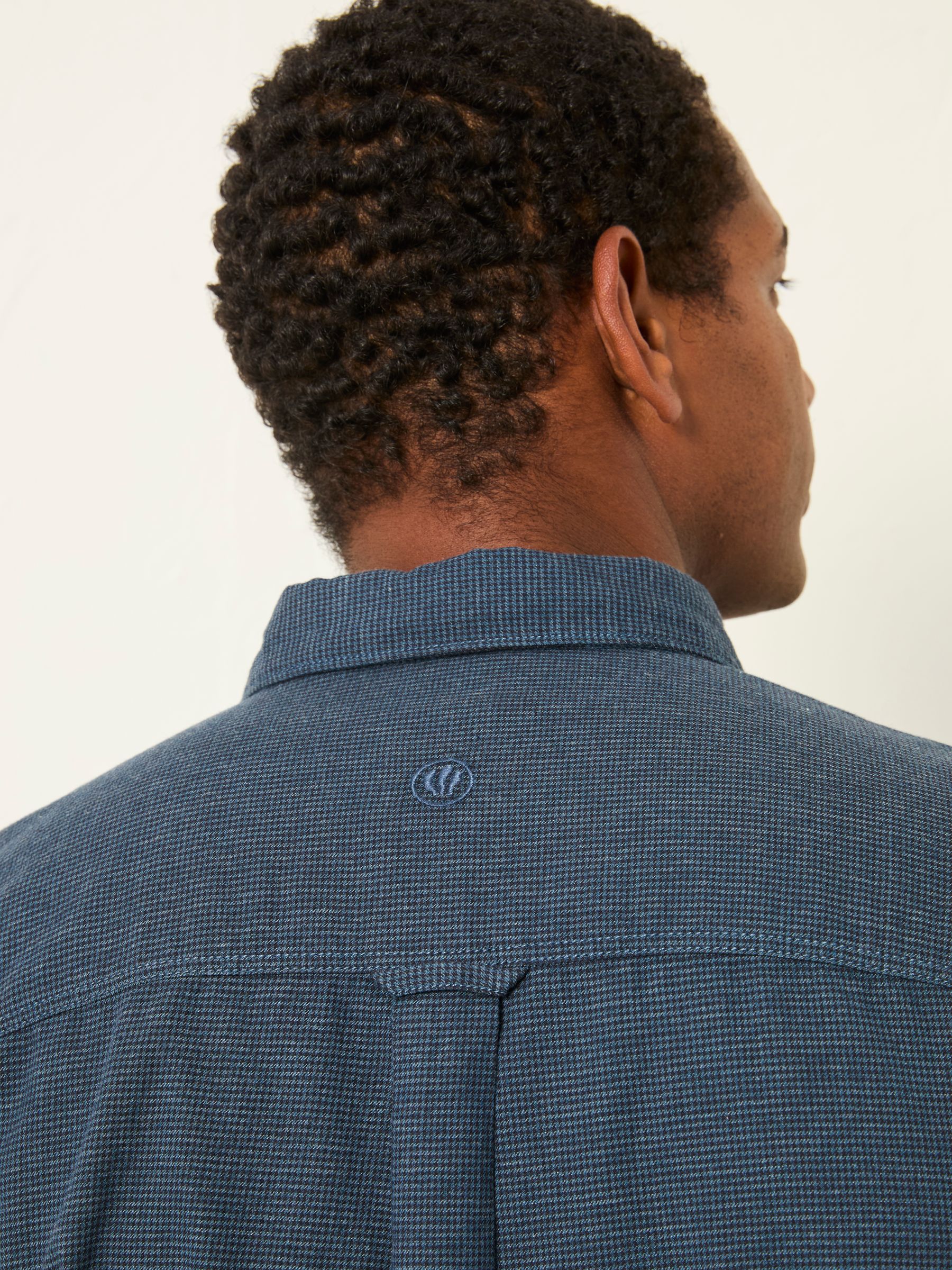 Tadlow Dark Blue Long Sleeve Herringbone Shirt - Image 3 of 5