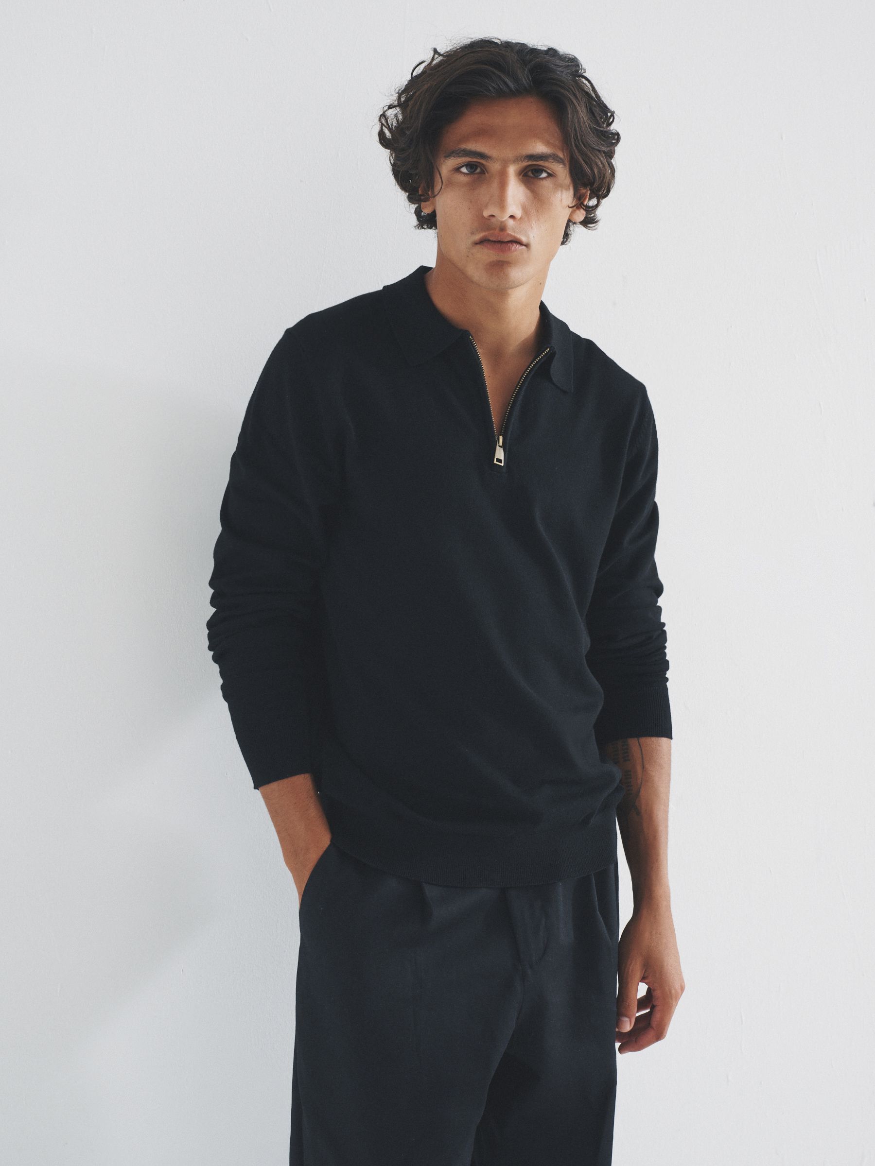 Black/Brown 3 Pack Quarter Zip Neck Jumper - Image 1 of 6