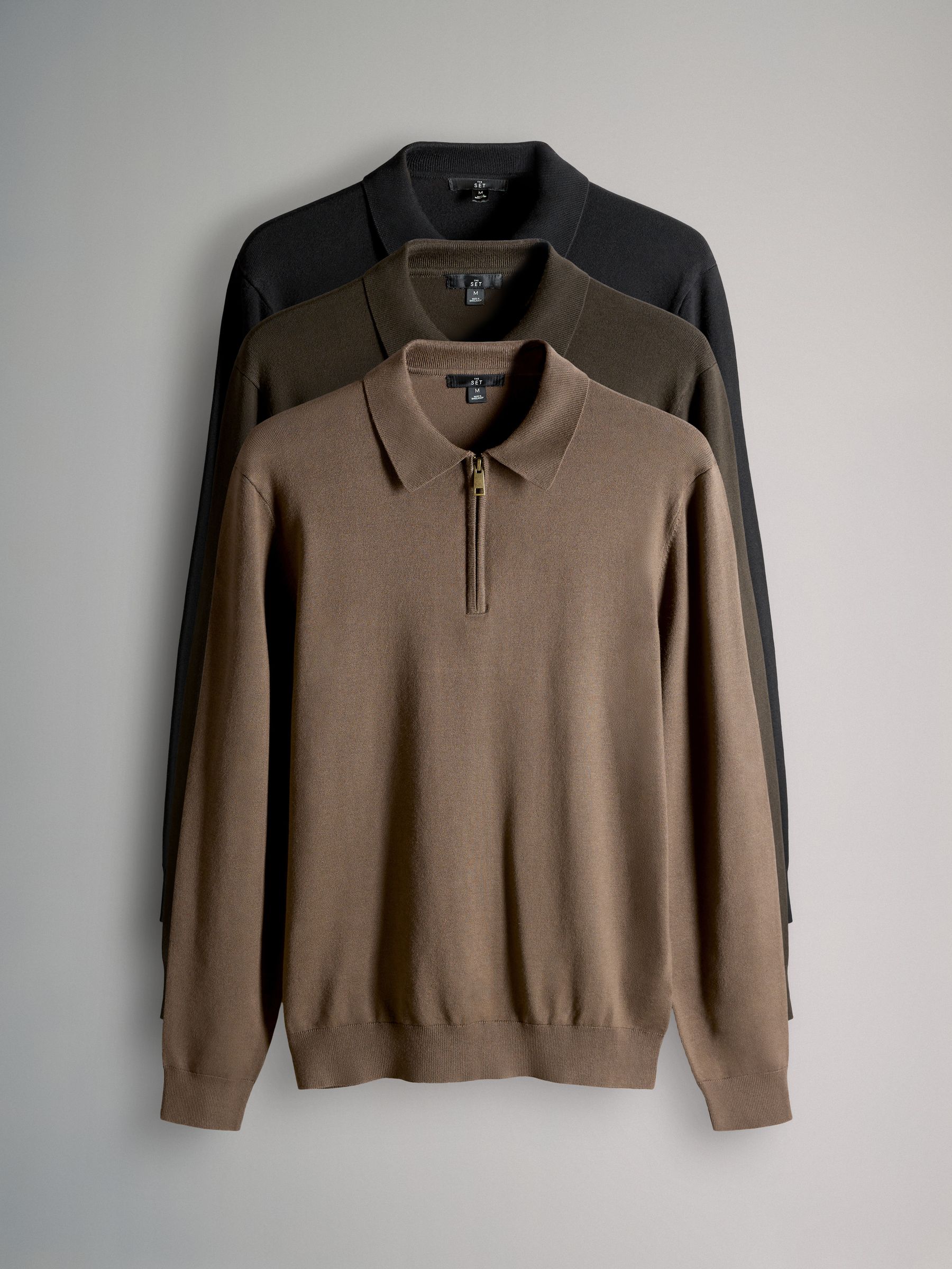 Black/Brown 3 Pack Quarter Zip Neck Jumper - Image 2 of 6
