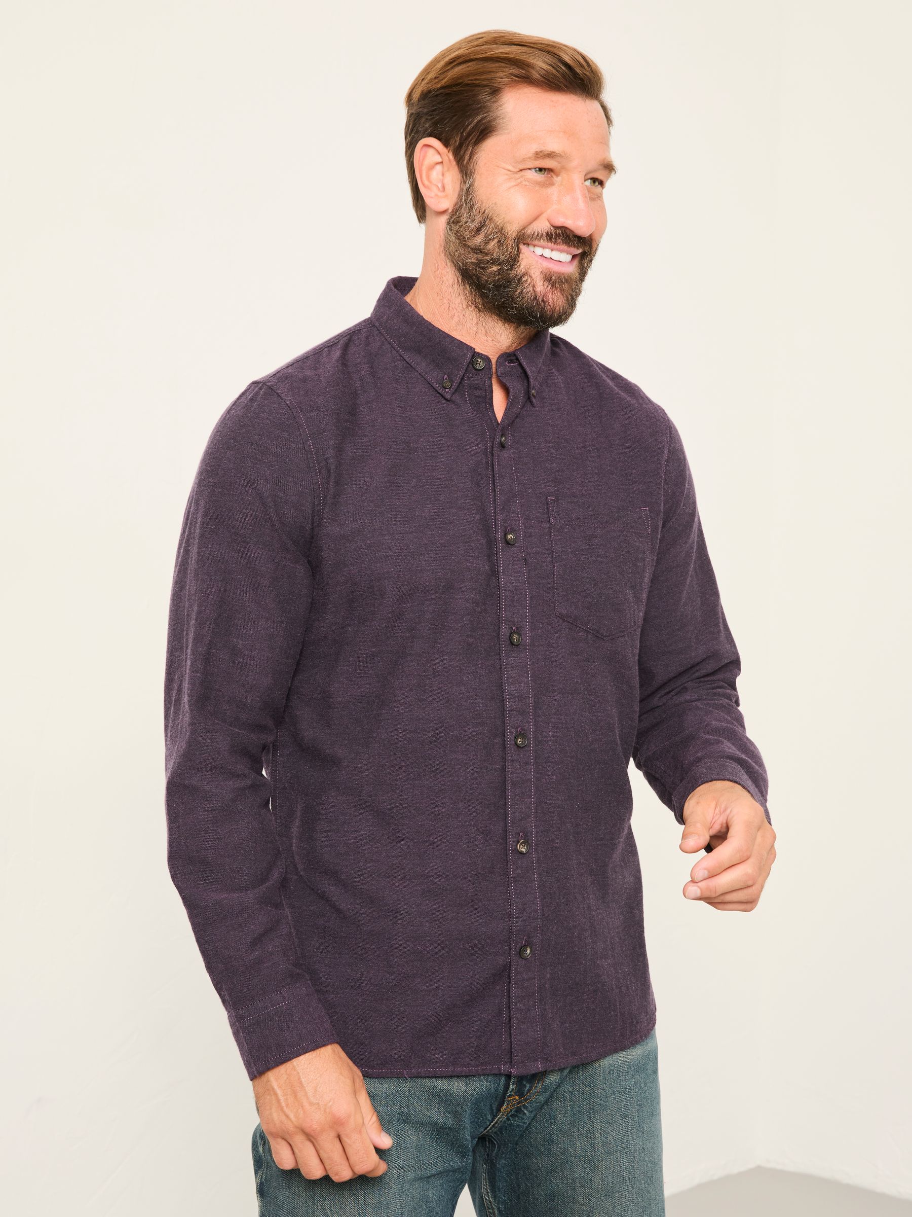Oxlow Purple Long Sleeve Plain Shirt - Image 3 of 6