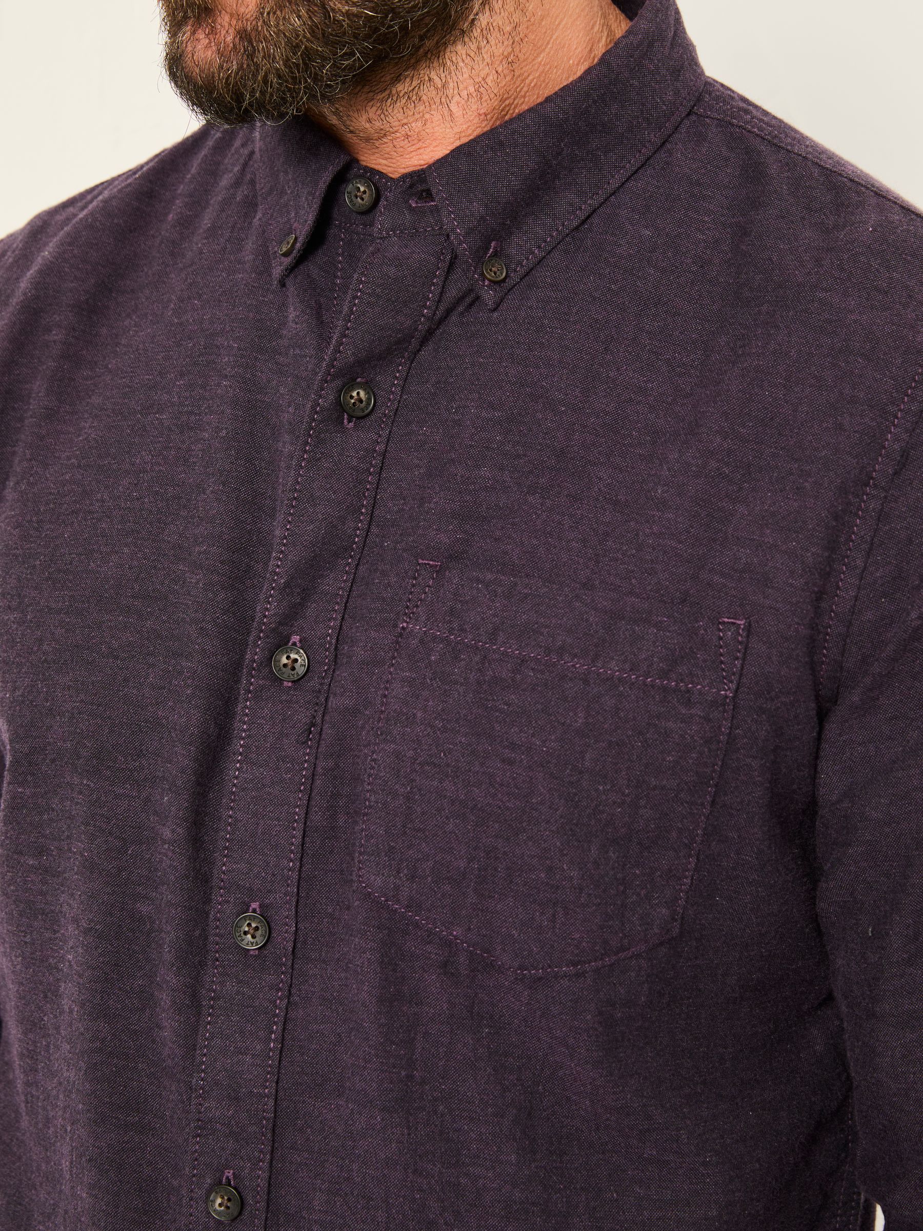 Oxlow Purple Long Sleeve Plain Shirt - Image 4 of 6