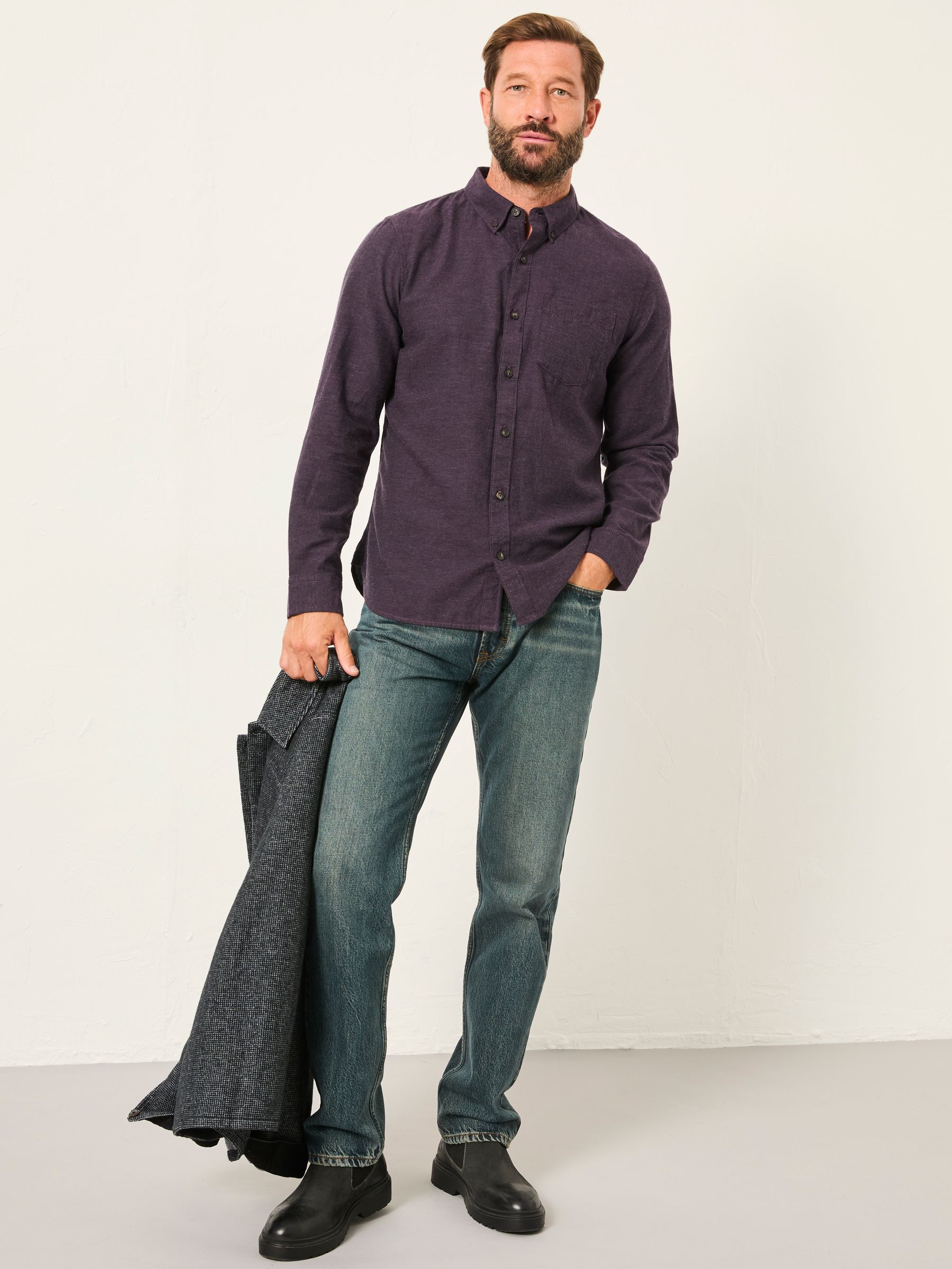 Oxlow Purple Long Sleeve Plain Shirt - Image 5 of 6