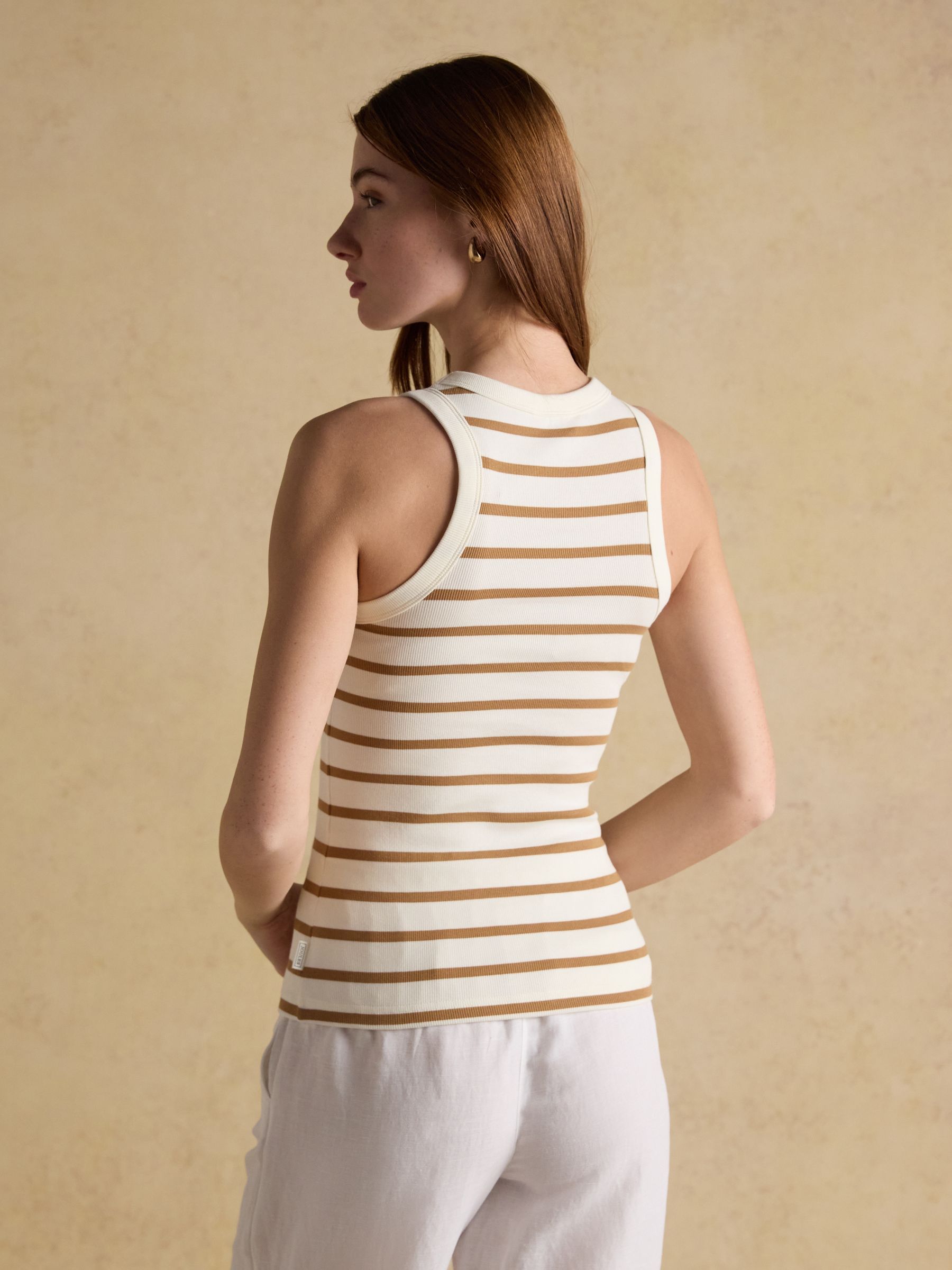 Sofia Tan Stripe Ribbed Cotton Rich Jersey Vest - Image 2 of 6