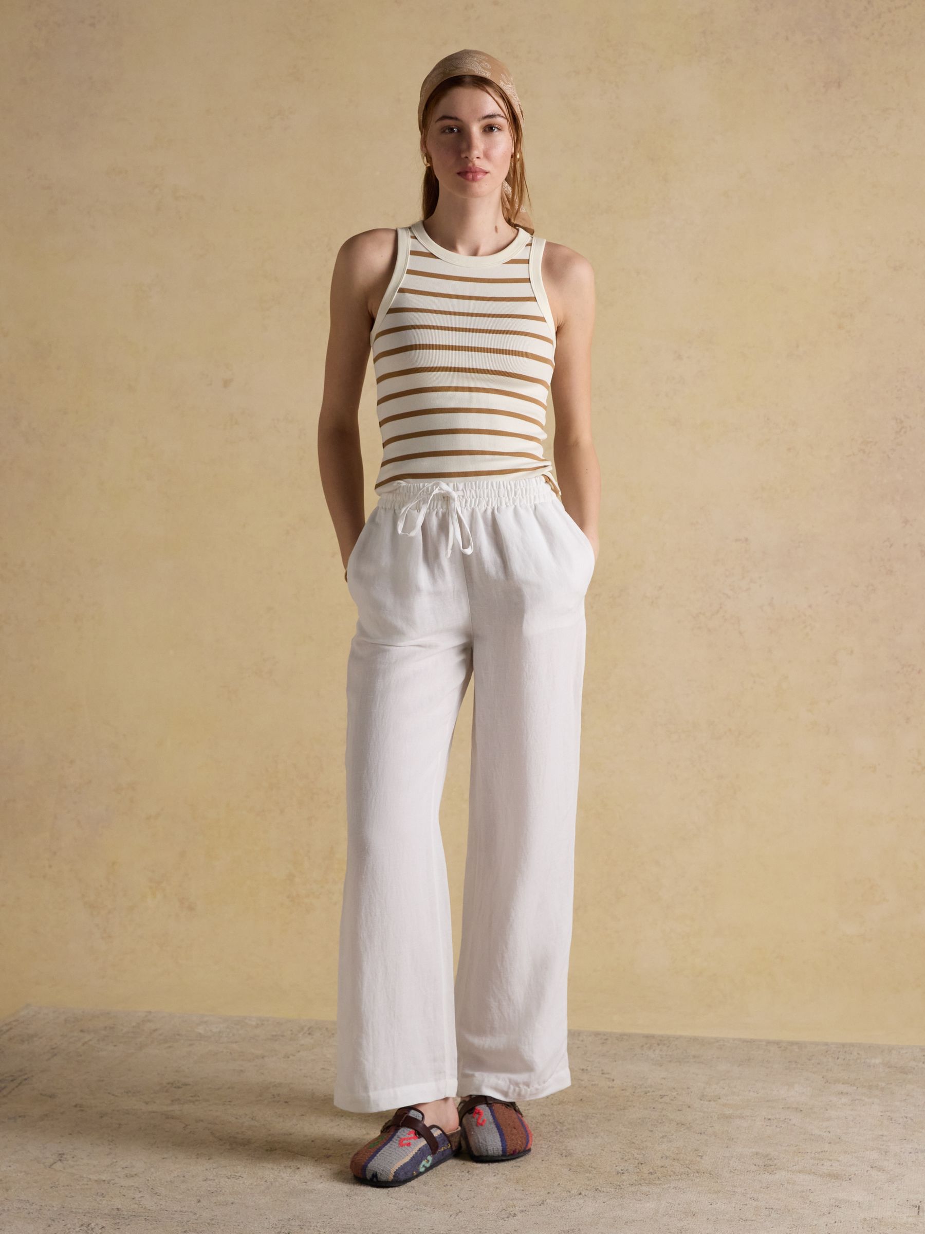 Sofia Tan Stripe Ribbed Cotton Rich Jersey Vest - Image 3 of 6