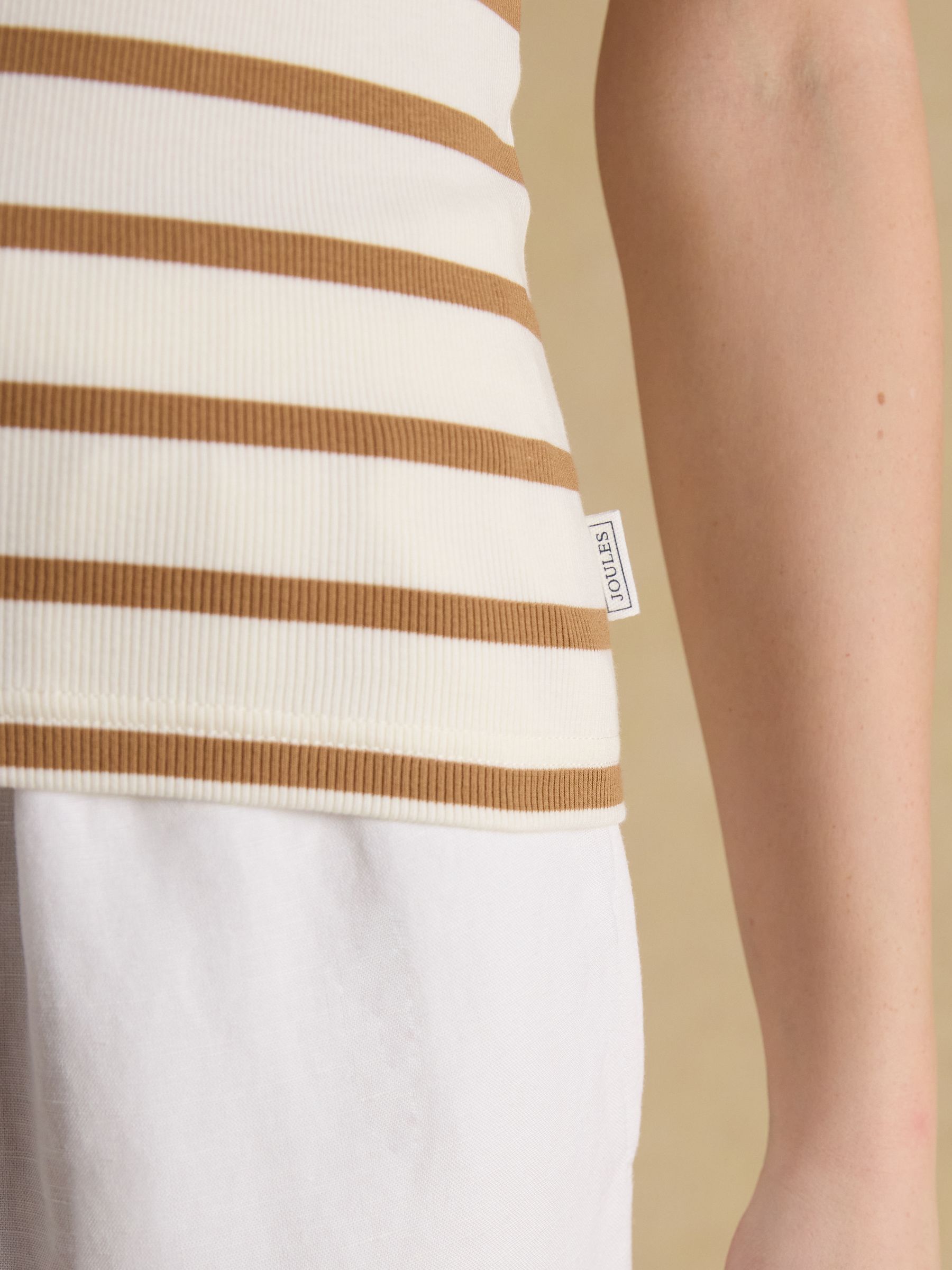 Sofia Tan Stripe Ribbed Cotton Rich Jersey Vest - Image 5 of 6