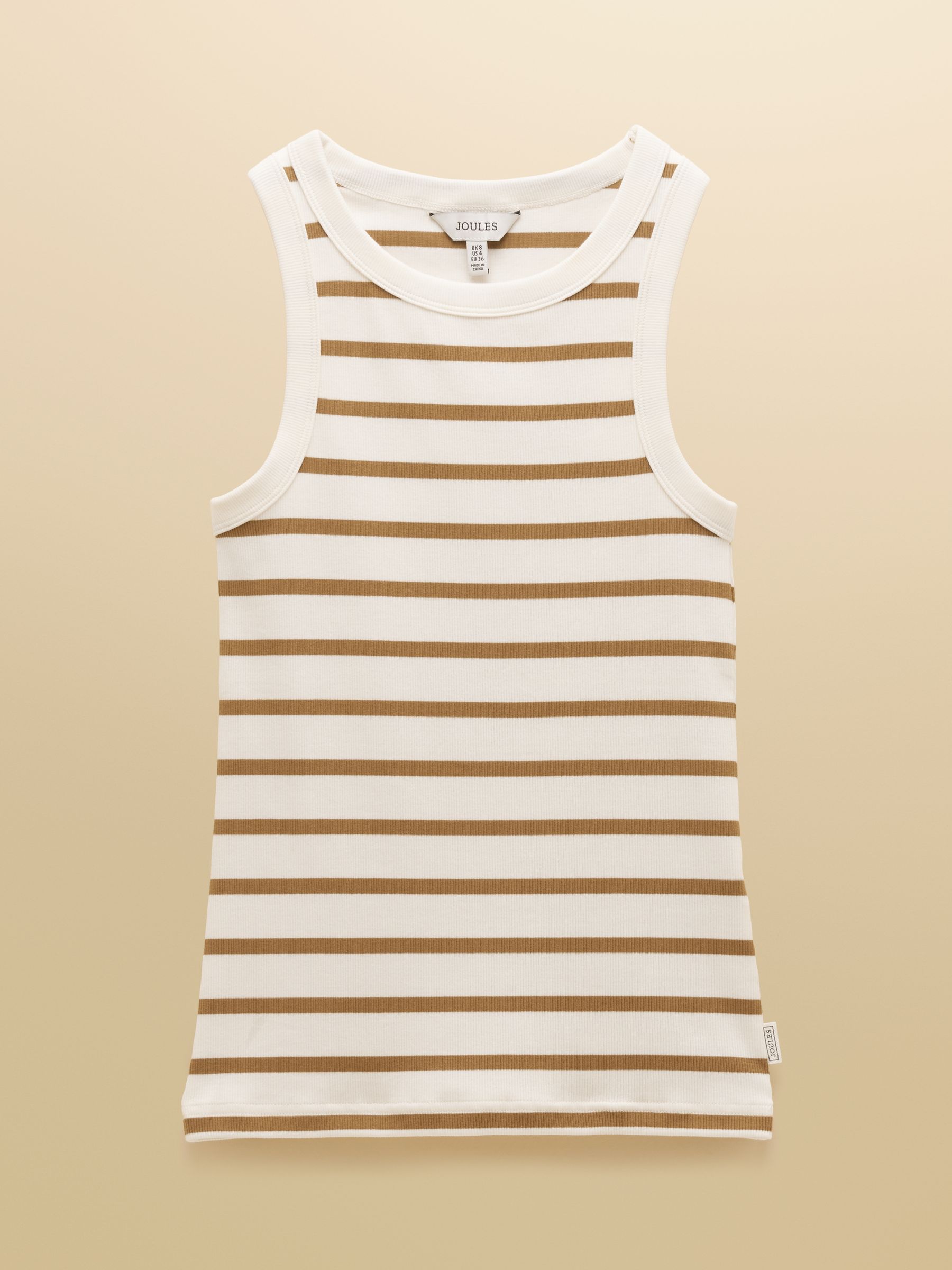 Sofia Tan Stripe Ribbed Cotton Rich Jersey Vest - Image 6 of 6