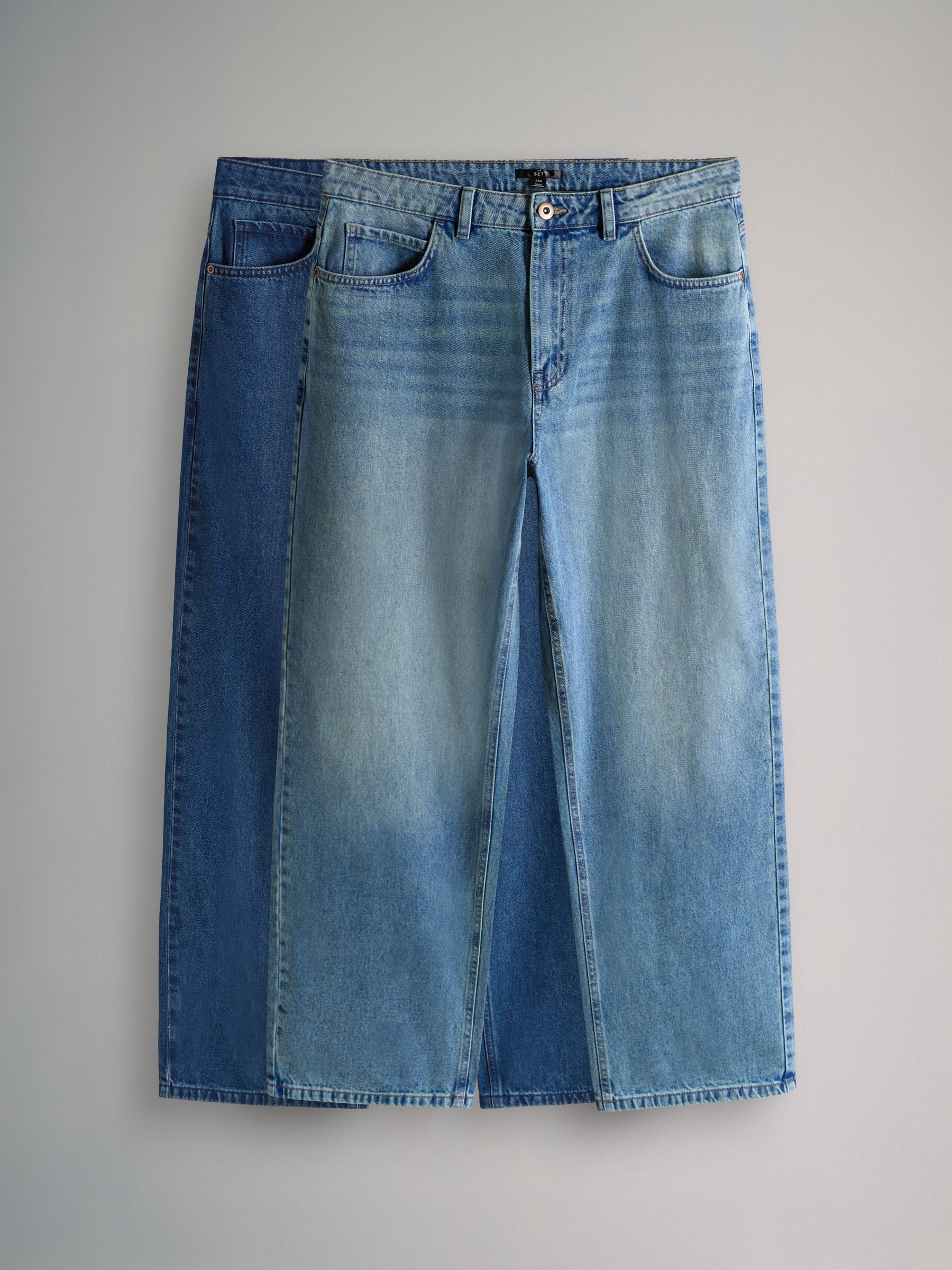 2 Pack Baggy Fit Jeans Mid Blue Denim - Image 2 of 6