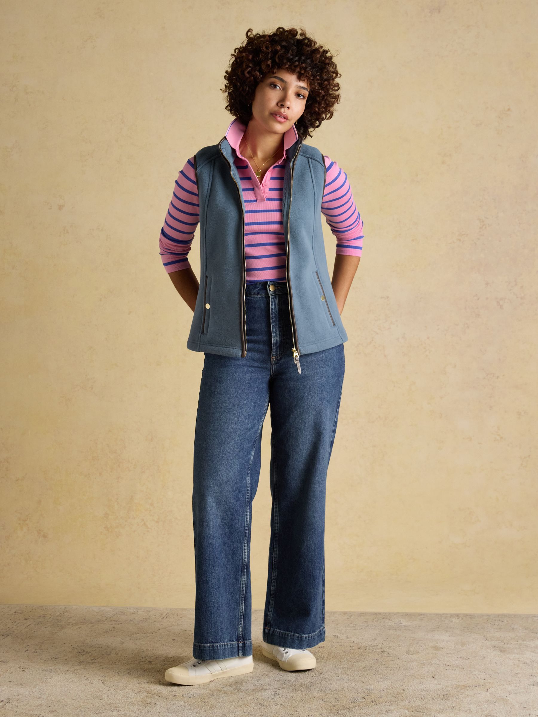 Heritage Chambray Blue Regular Fleece Gilet - Image 6 of 14