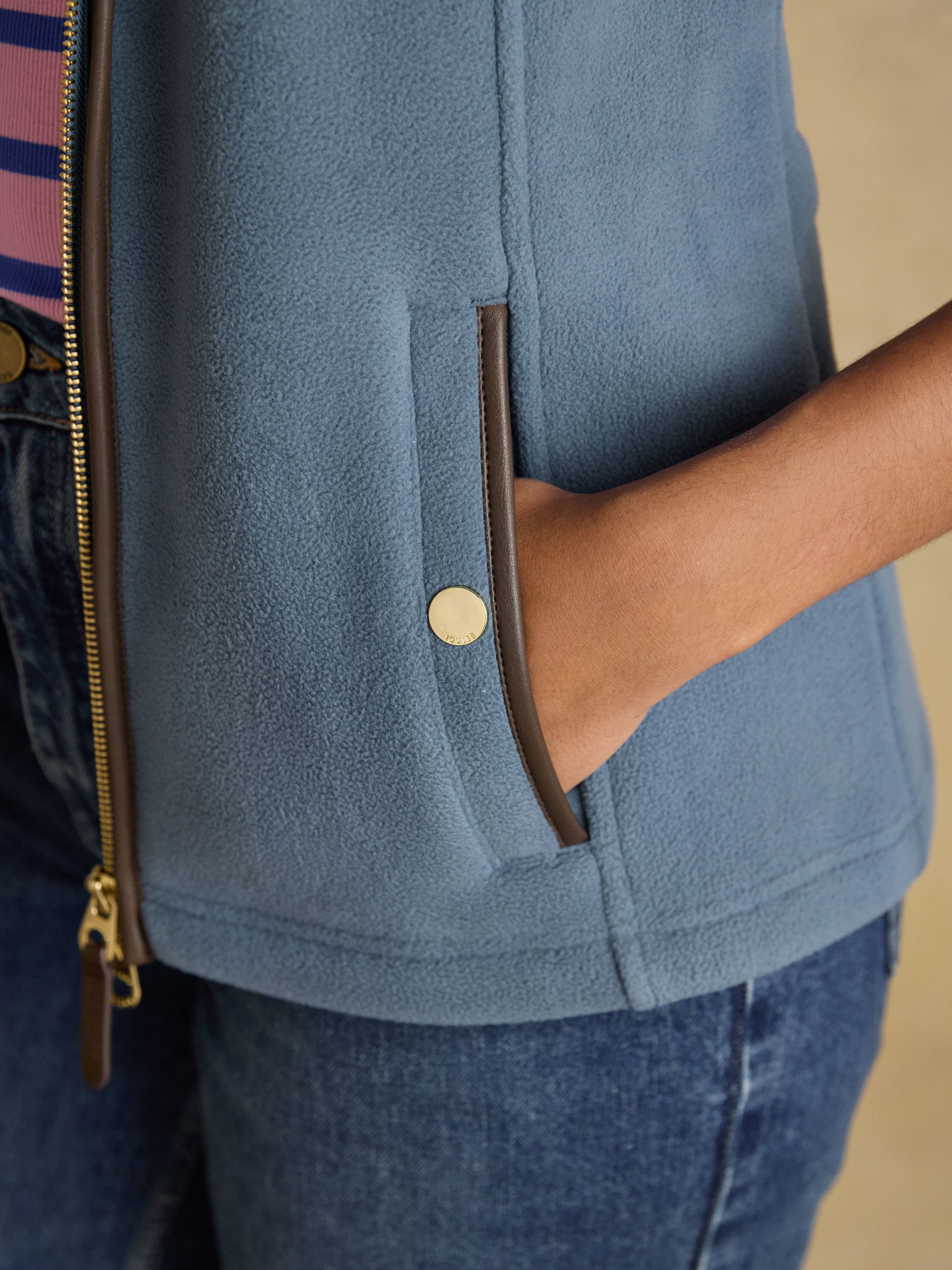 Heritage Chambray Blue Regular Fleece Gilet - Image 9 of 14