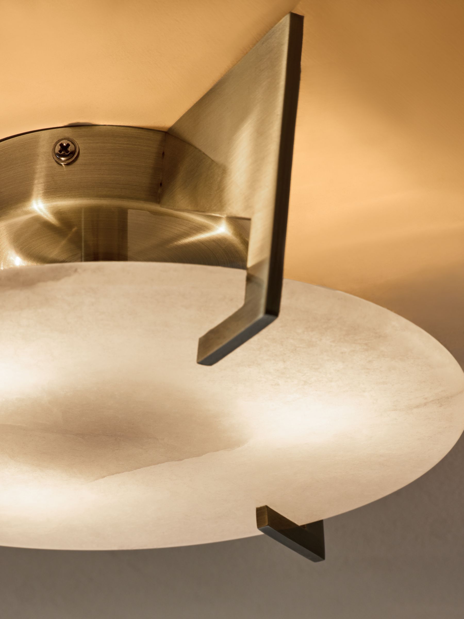 Quila Alabaster Flush Fitting Flush Ceiling Light in Brass/White - Image 2 of 4