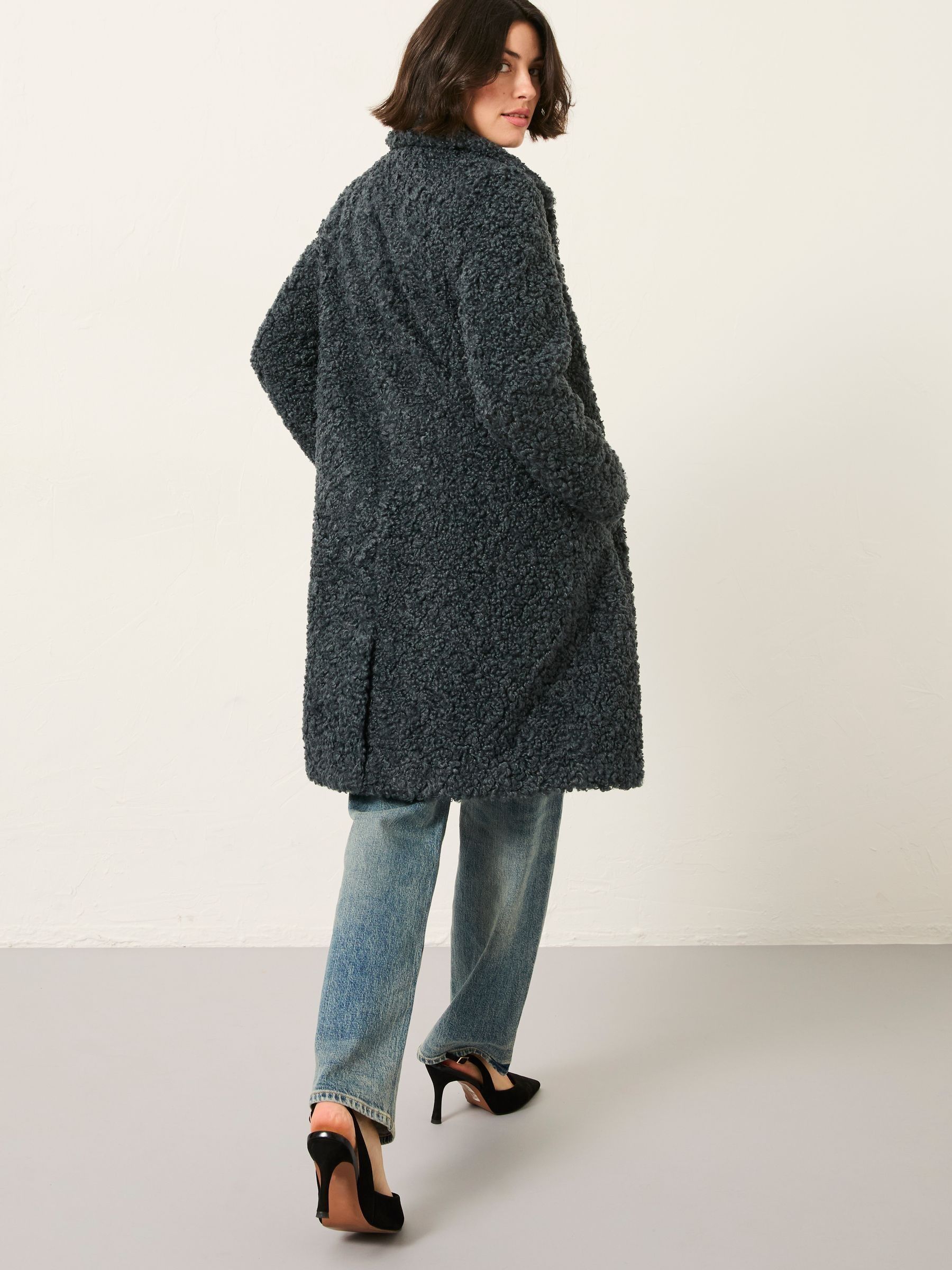 Bianca Grey Longline Teddy Coat - Image 2 of 6