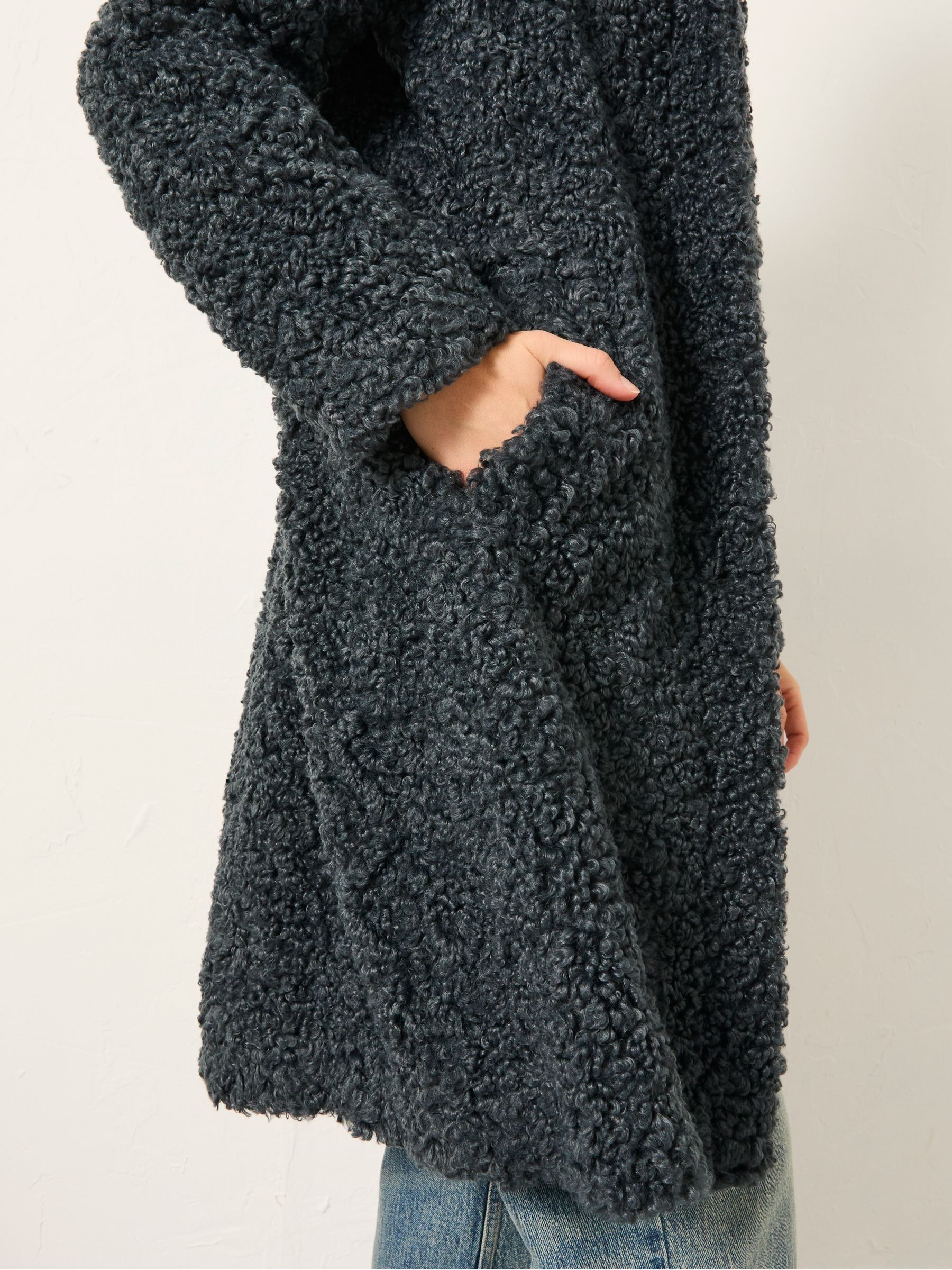 Bianca Grey Longline Teddy Coat - Image 5 of 6