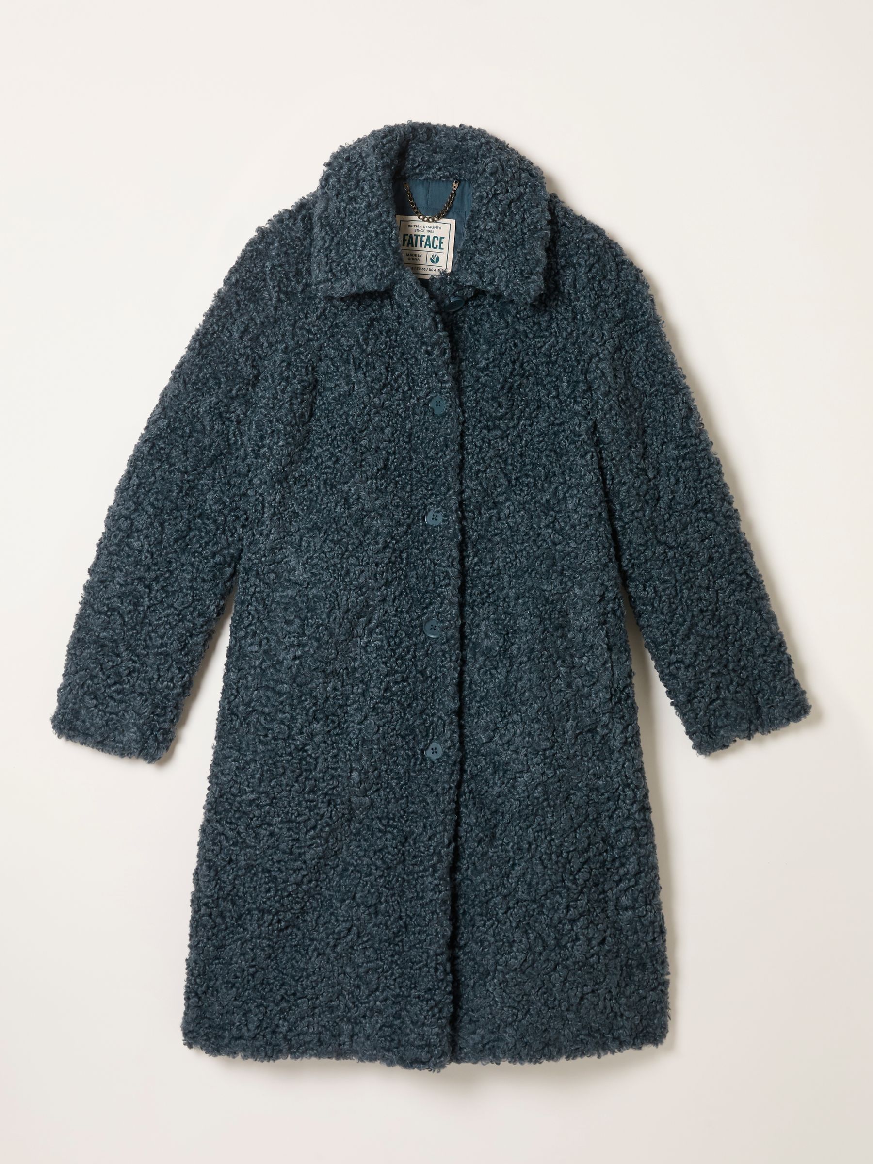 Bianca Grey Longline Teddy Coat | FatFace USA