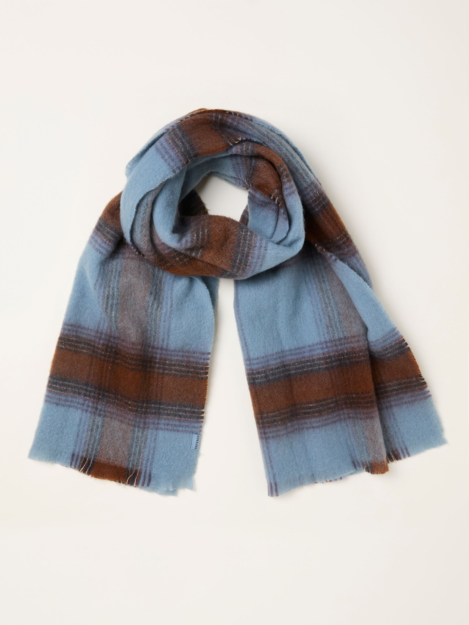 Zoe Blue Check Scarf - Image 1 of 2