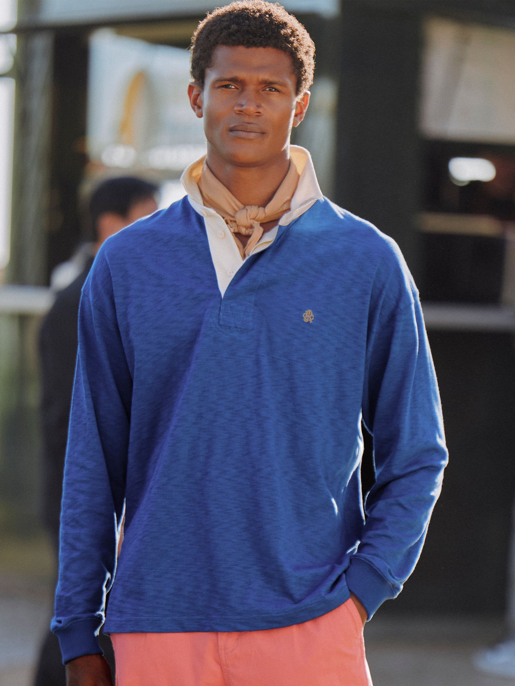 Summer Slub Navy Blue Rugby Shirt - Image 1 of 9 Summer Slub Navy Blue Rugby Shirt - Image 1 of 9