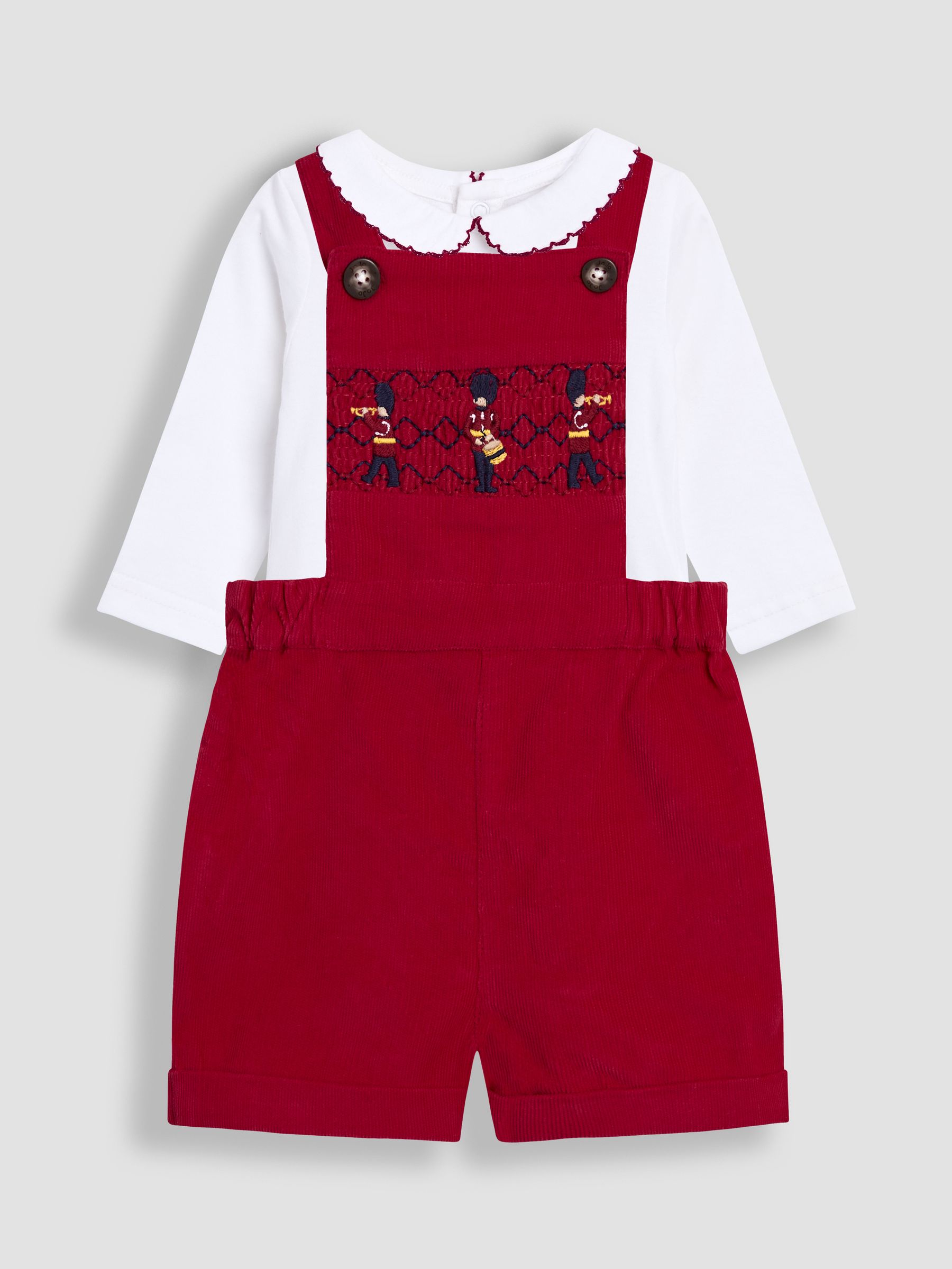 Red 2-Piece Smocked Dungarees & Bodysuit Set - Image 1 of 7