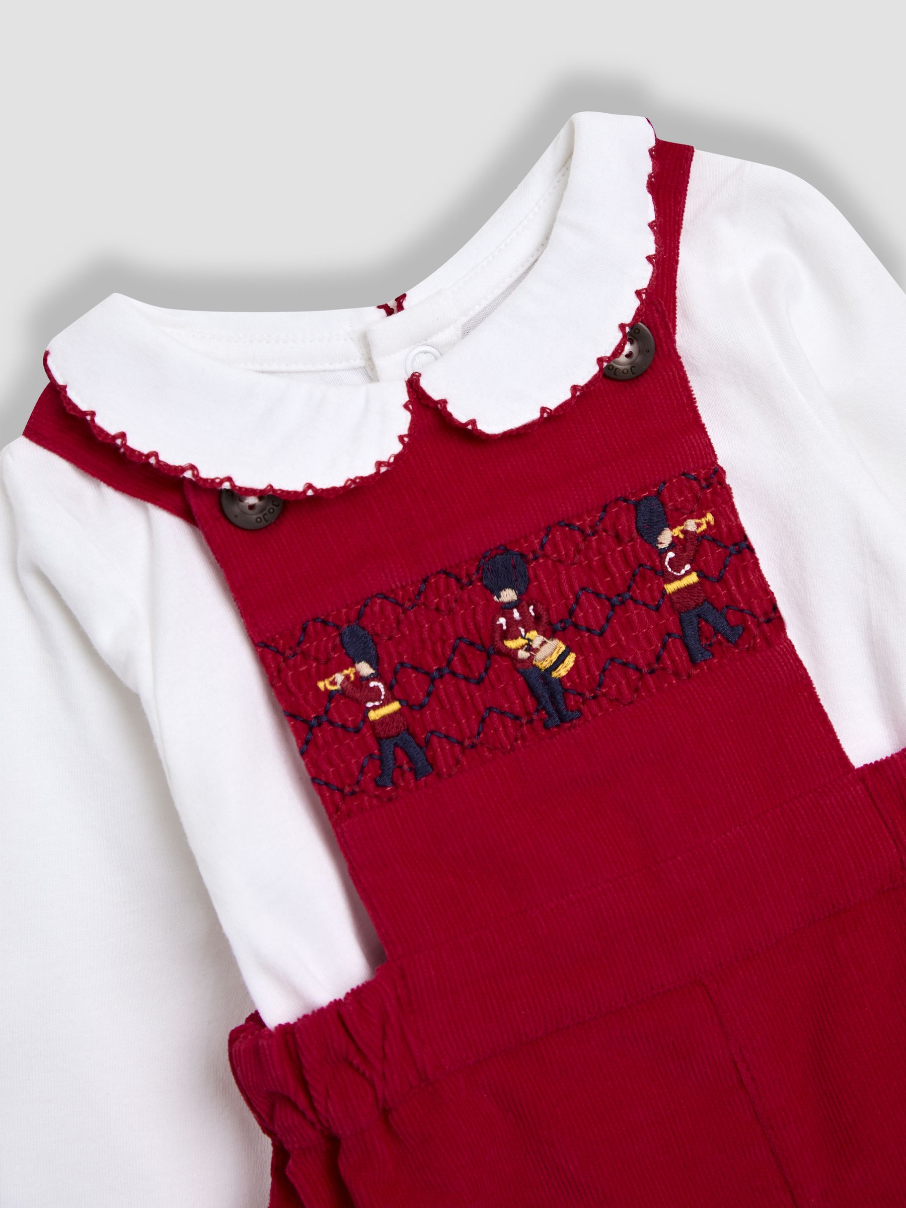 Red 2-Piece Smocked Dungarees & Bodysuit Set - Image 8 of 9
